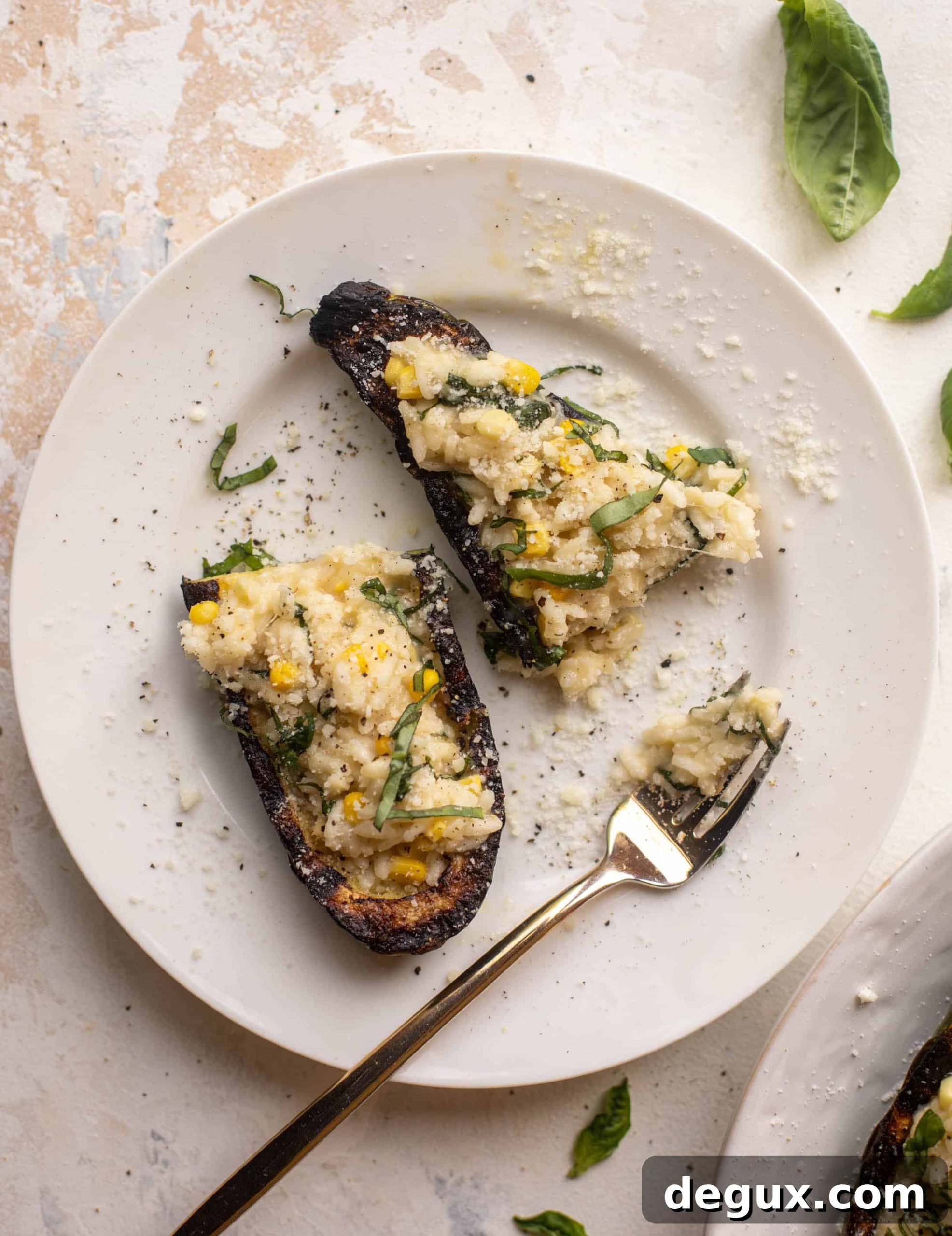 risotto stuffed grilled zucchini