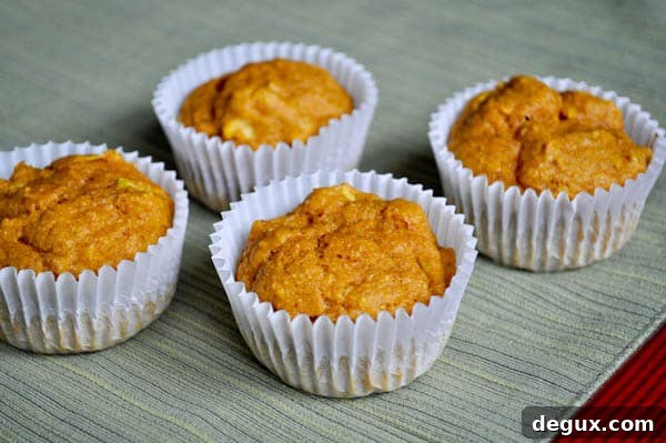 Pumpkin apple muffins close up