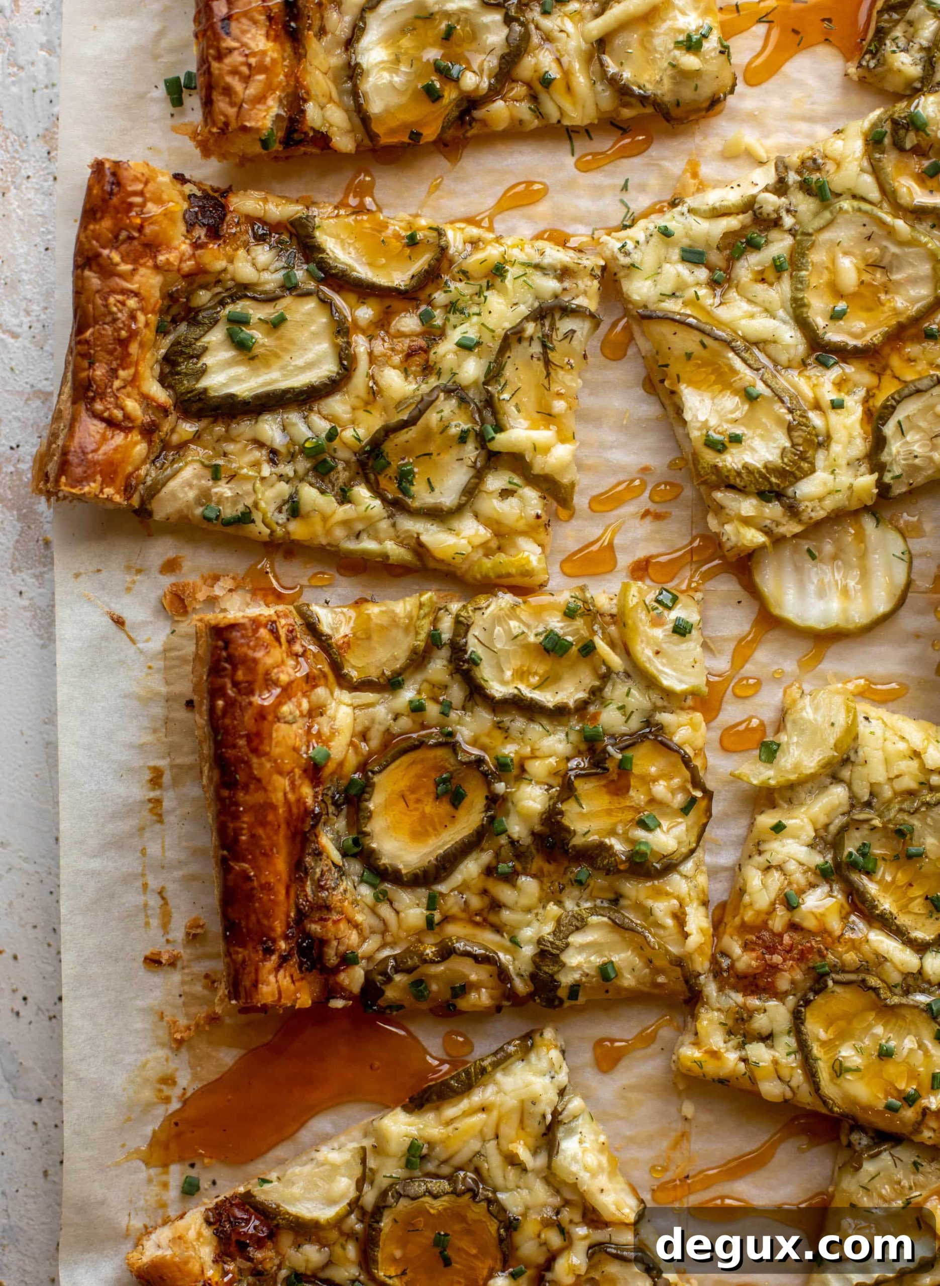 Pickle Lover’s Puff Pastry Pizza Drizzled with Hot Honey 11 pickle puff pastry pizza with hot honey