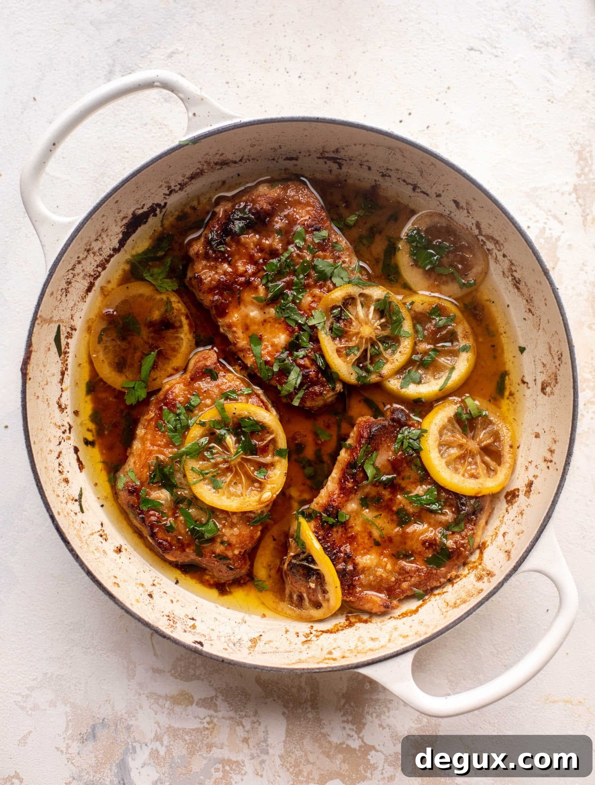 Juicy Lemon-Butter Pork Chops with Garlic and Herbs 6 lemon butter pork chops