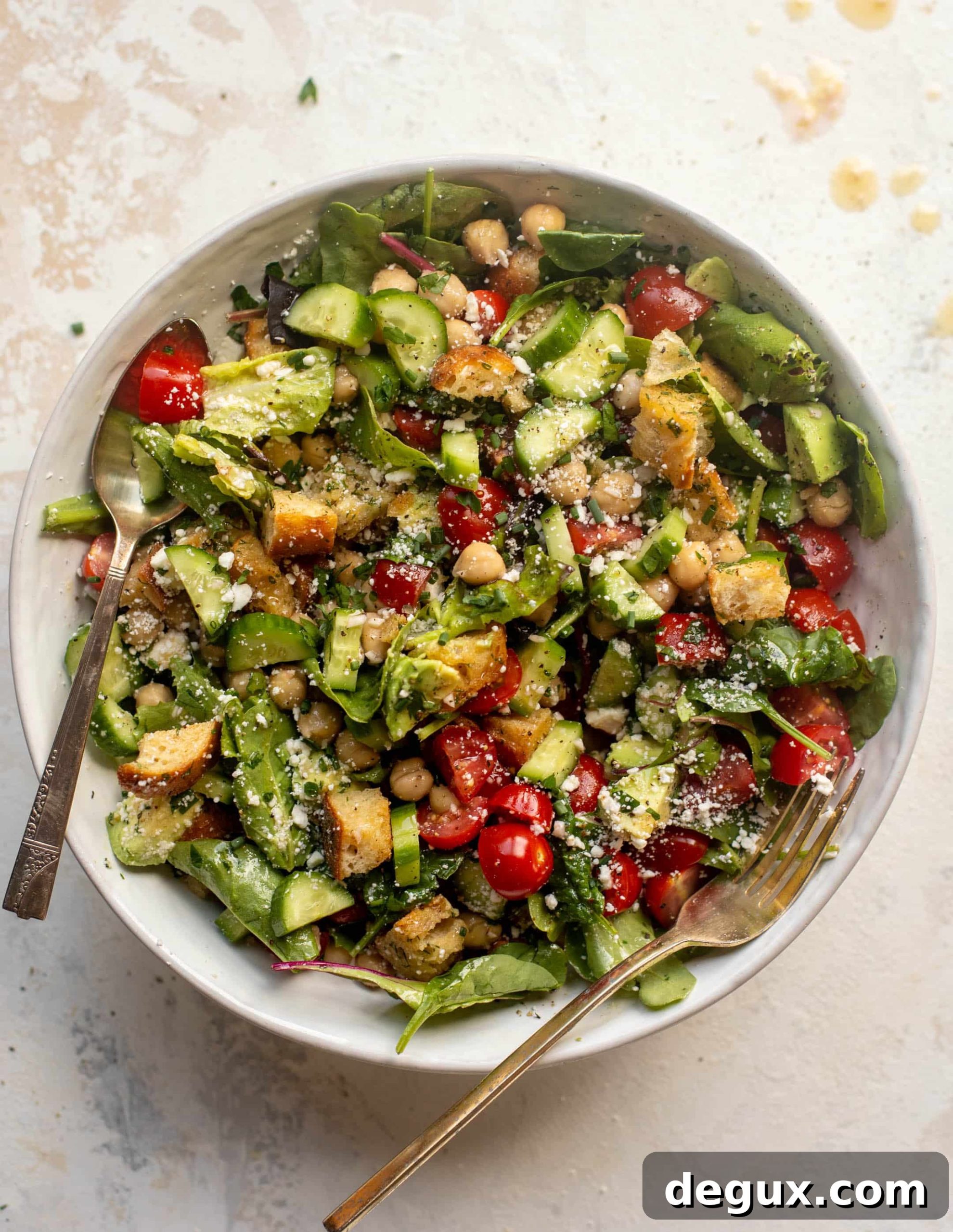 Chickpea Salad Bowl with Dill Croutons and Lemon Vinaigrette 12 chickpea salad bowl with dilly croutons
