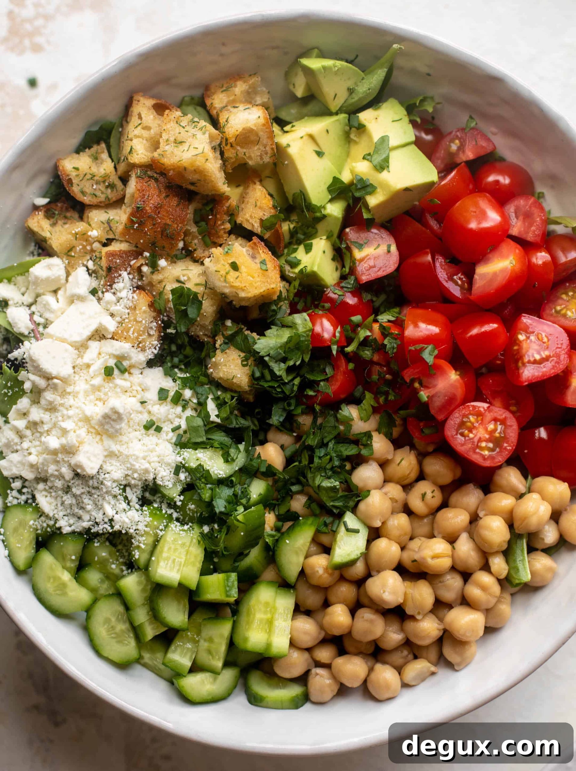 Chickpea Salad Bowl with Dill Croutons and Lemon Vinaigrette 6 chickpea salad bowl with dilly croutons