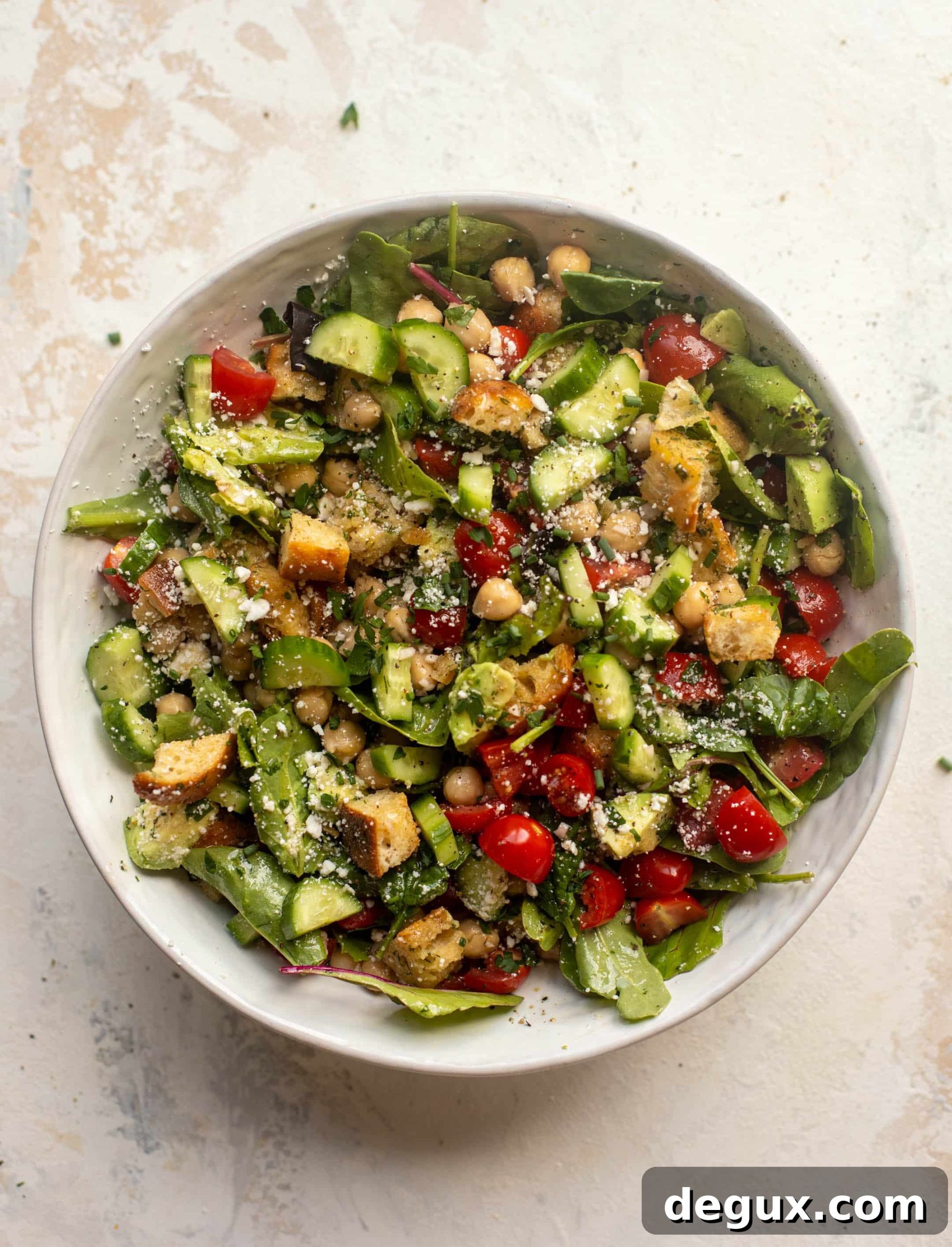 Chickpea Salad Bowl with Dill Croutons and Lemon Vinaigrette 8 chickpea salad bowl with dilly croutons