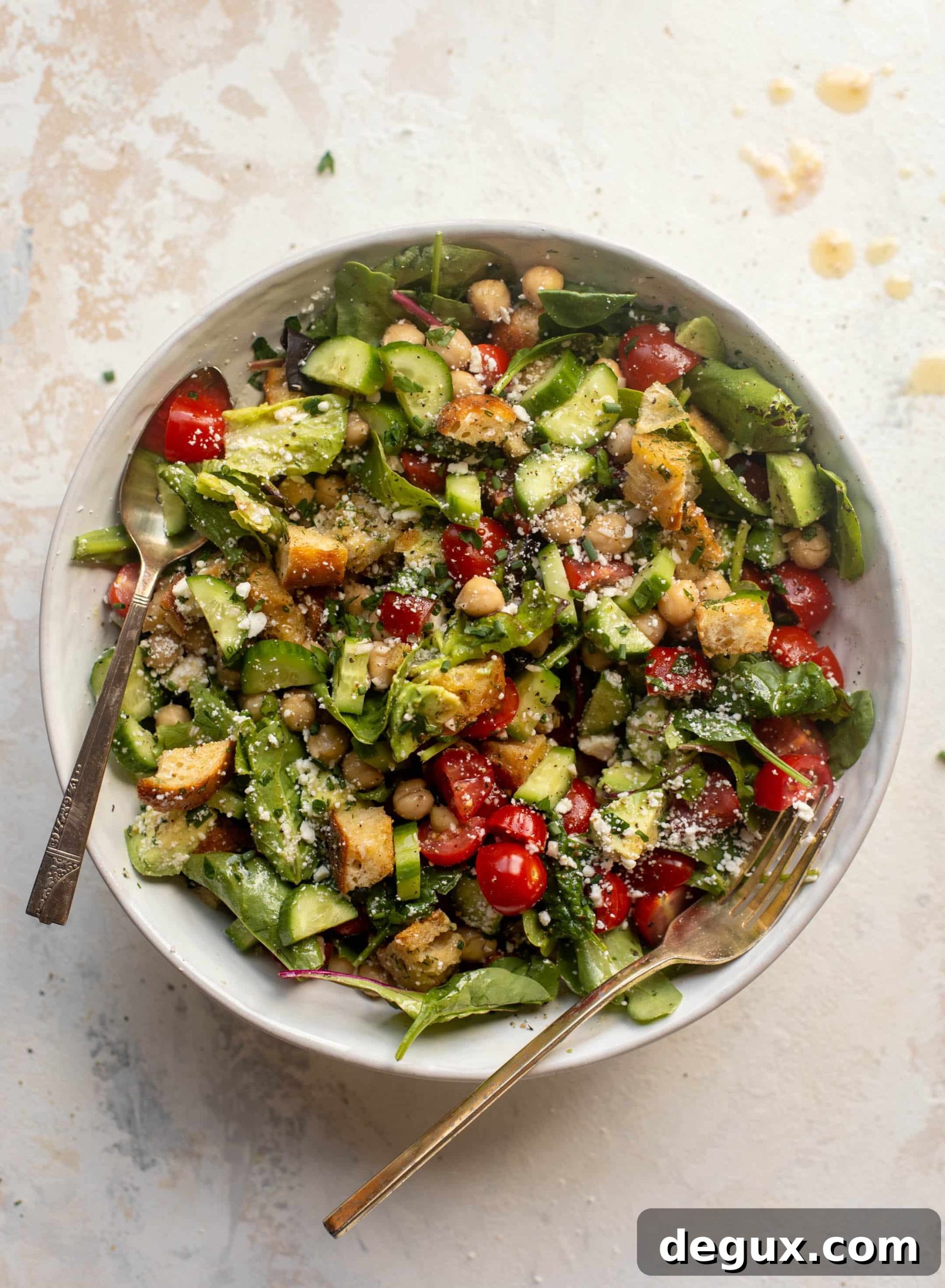 Chickpea Salad Bowl with Dill Croutons and Lemon Vinaigrette 9 chickpea salad bowl with dilly croutons