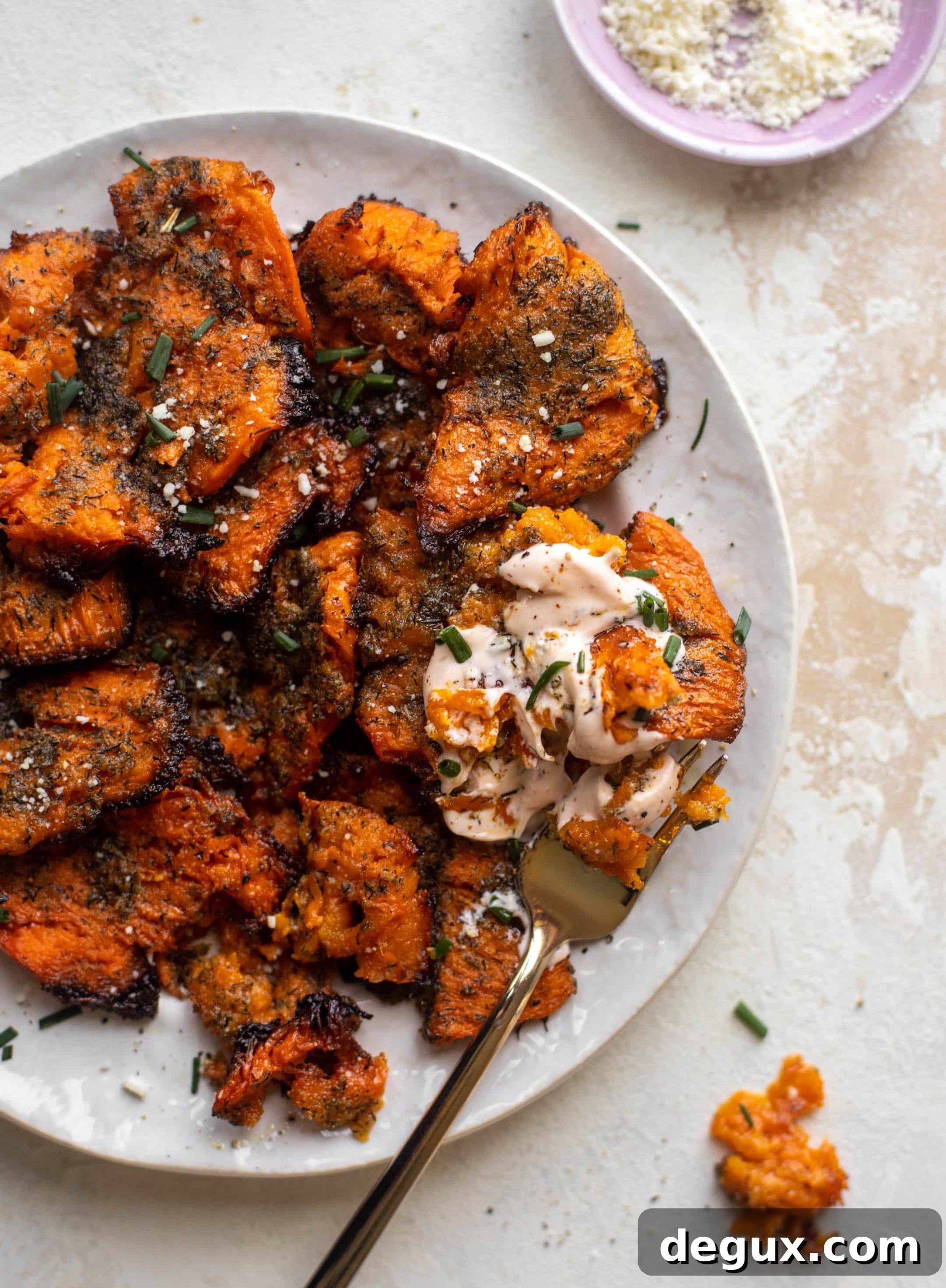 ranch smashed sweet potatoes