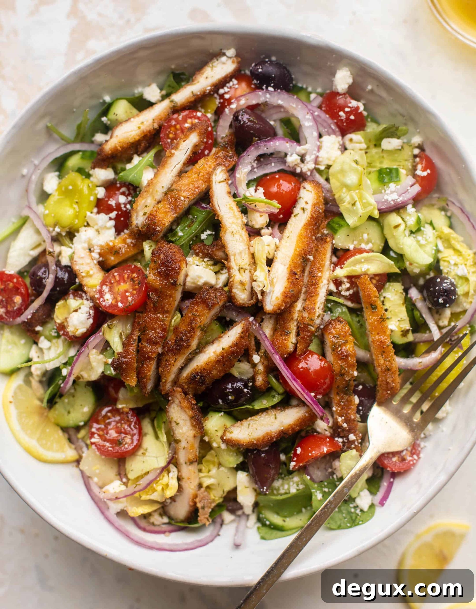 crispy chicken mediterranean salad