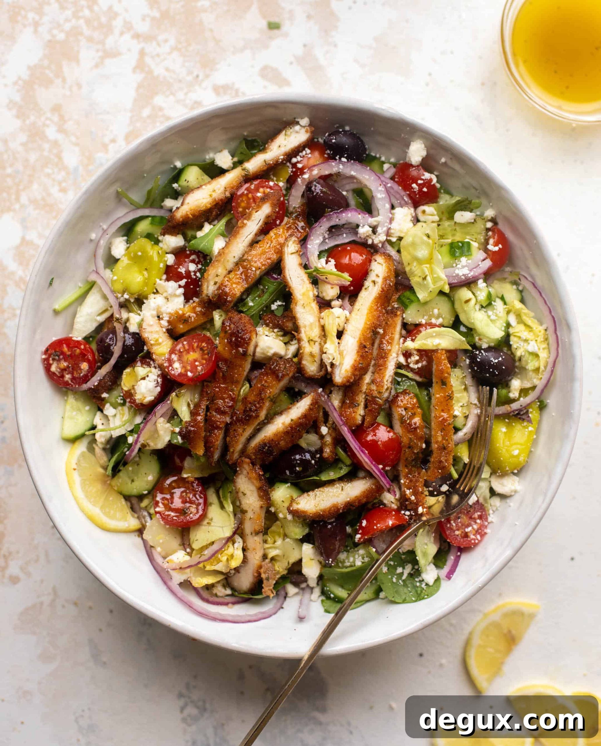 crispy chicken mediterranean salad
