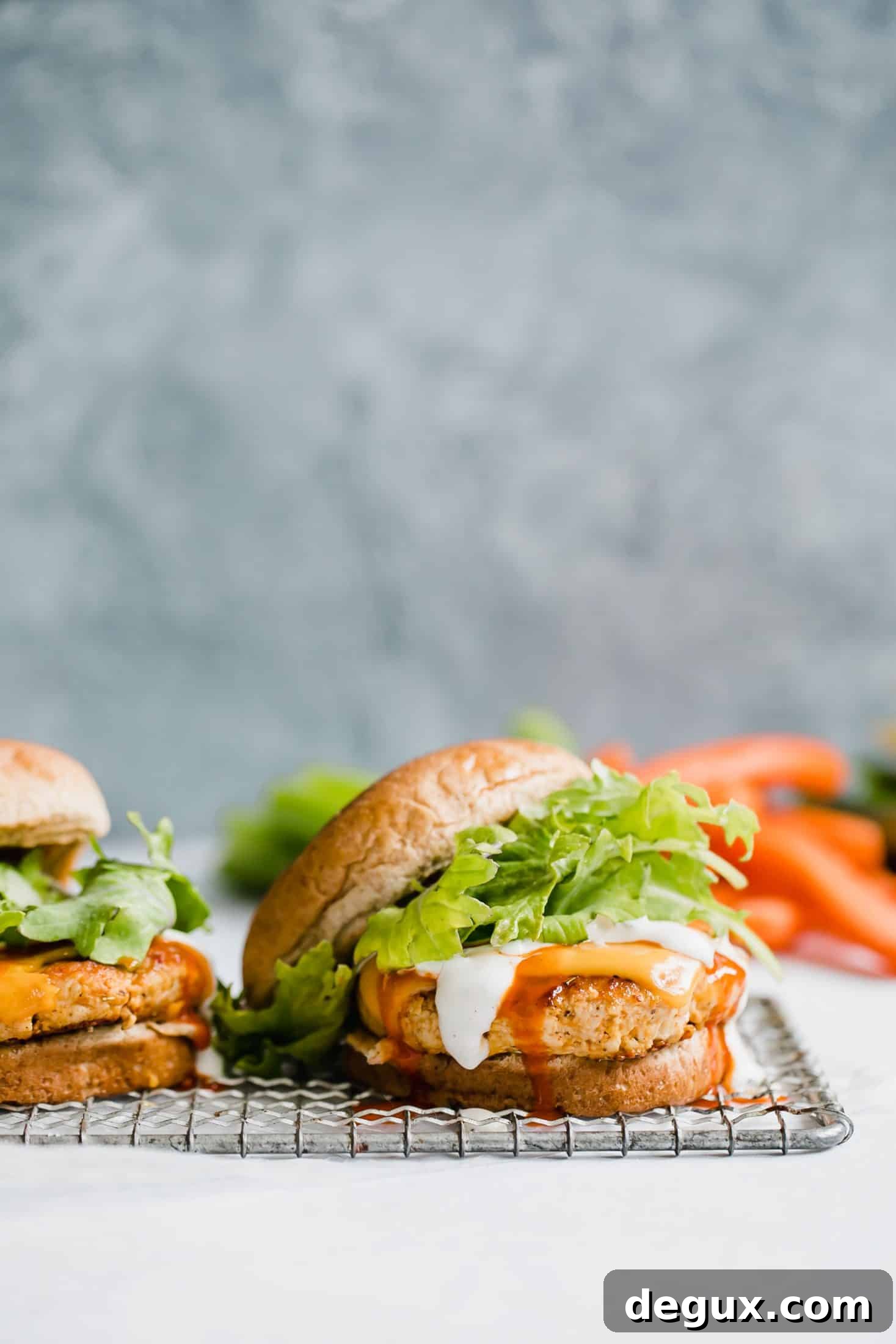 buffalo chicken burgers I howsweeteats.com #buffalo #chicken #burgers