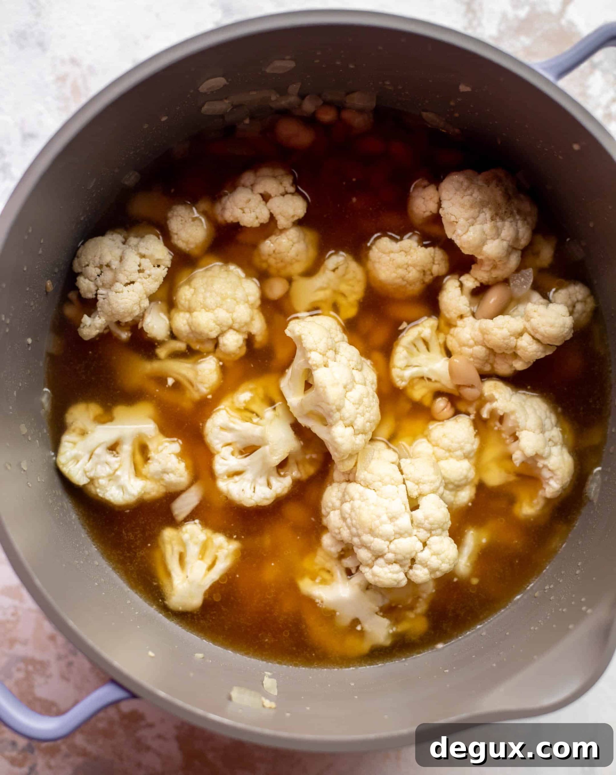 Creamy Cauliflower and White Bean Soup with Mustard Croutons 3 cauliflower soup