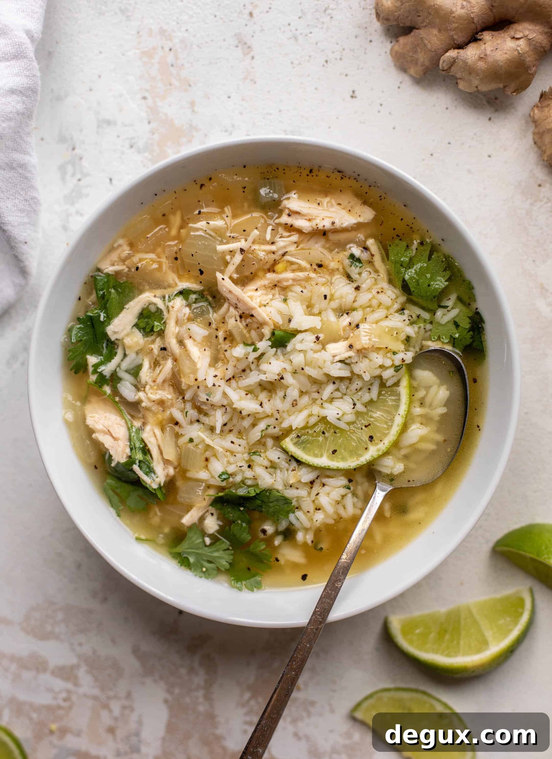Ginger Lime Chicken Rice Soup Recipe for Bright, Comforting Flavor 2 ginger lime chicken soup with cilantro rice