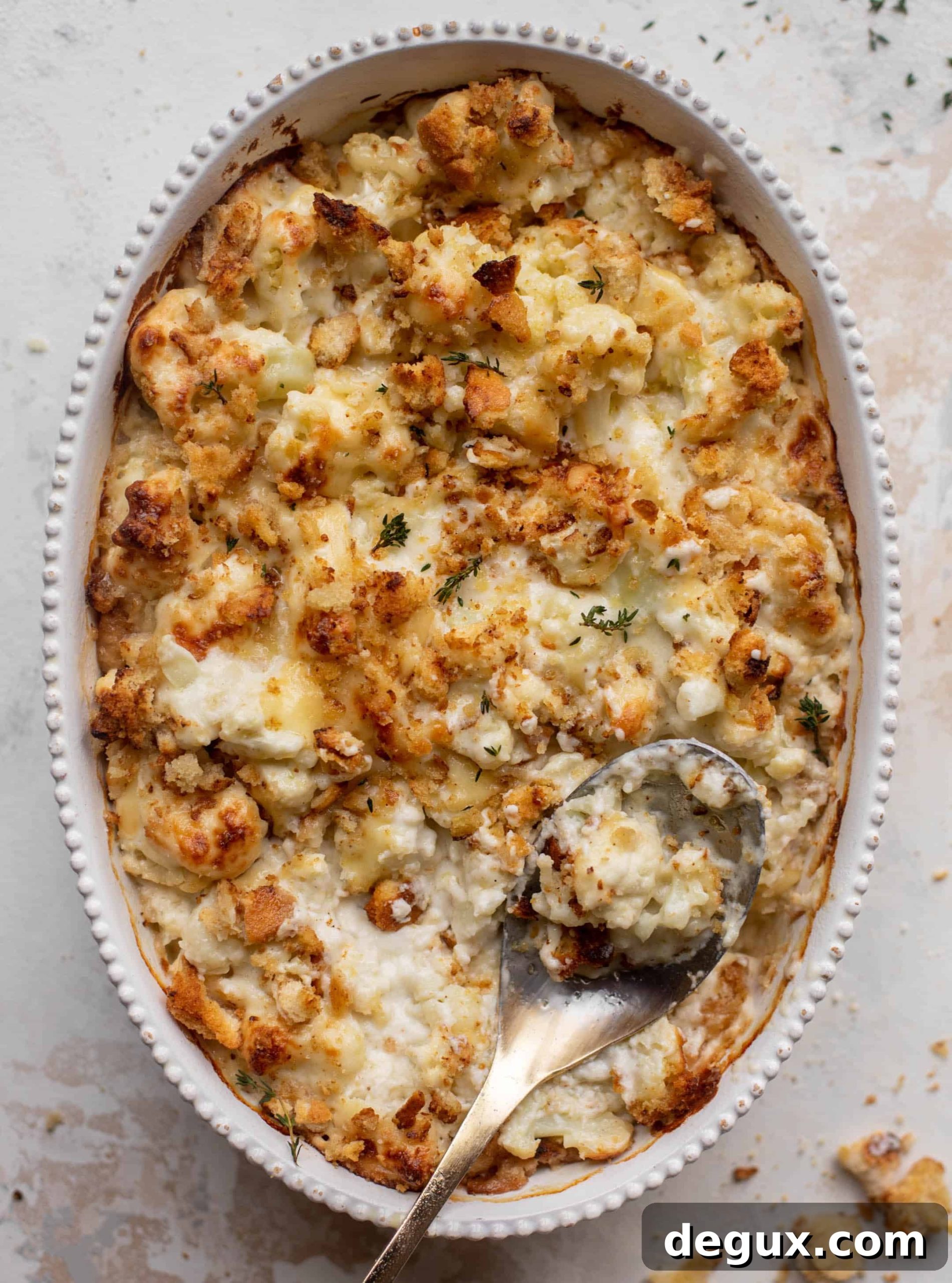 Smoked Gruyère Cauliflower Gratin with Dijon Breadcrumb Topping 2 img 90701 1 scaled