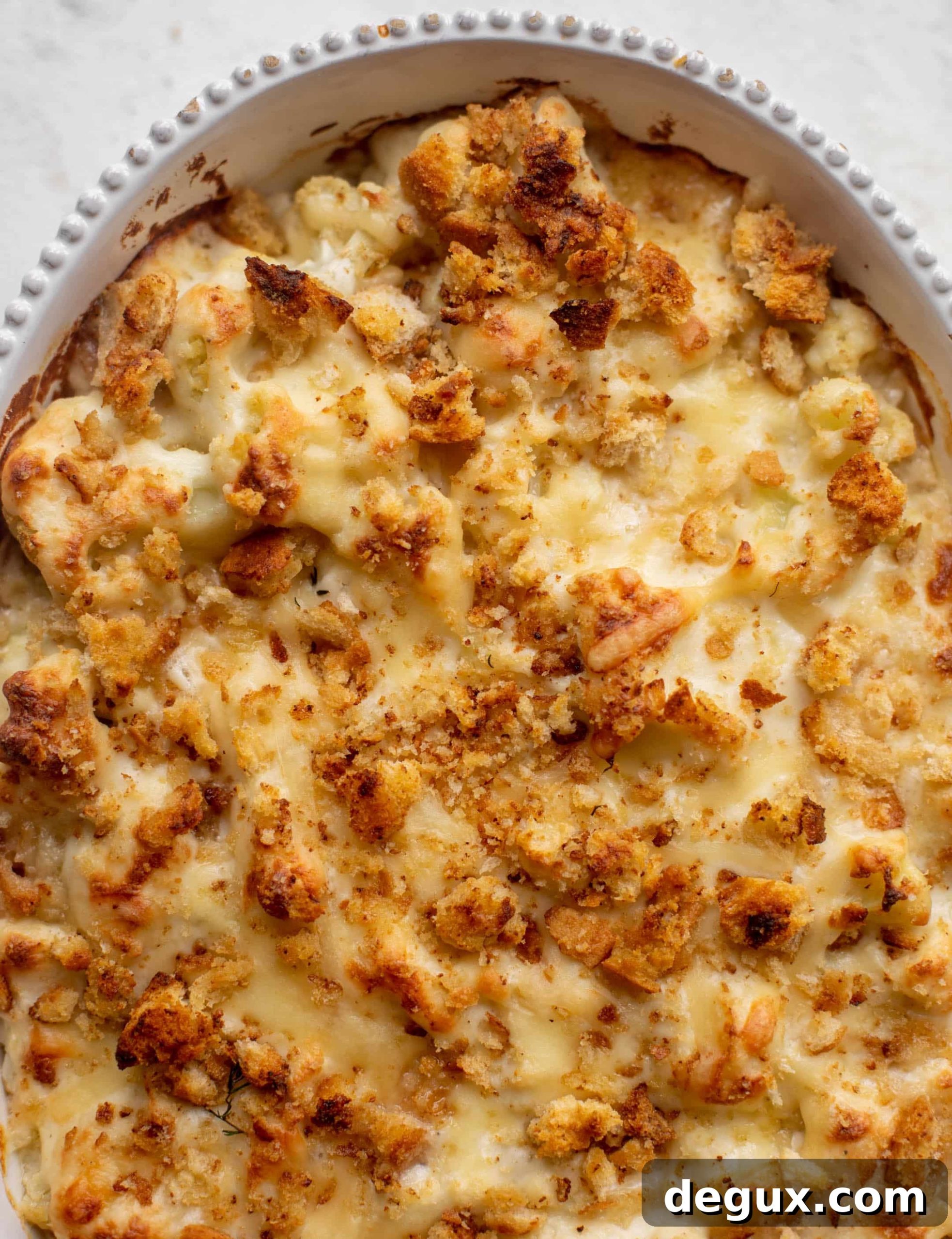Smoked Gruyère Cauliflower Gratin with Dijon Breadcrumb Topping 5 smoked gruyere cauliflower gratin