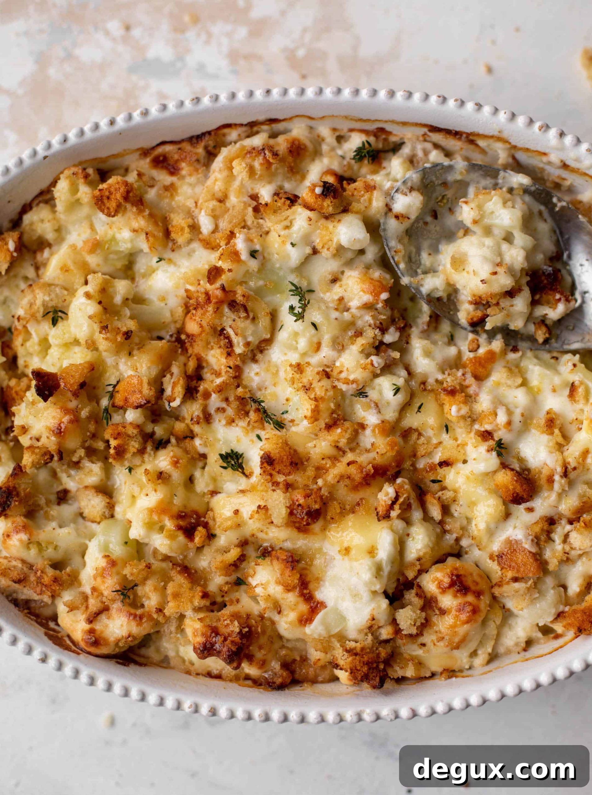 Smoked Gruyère Cauliflower Gratin with Dijon Breadcrumb Topping 6 smoked gruyere cauliflower gratin