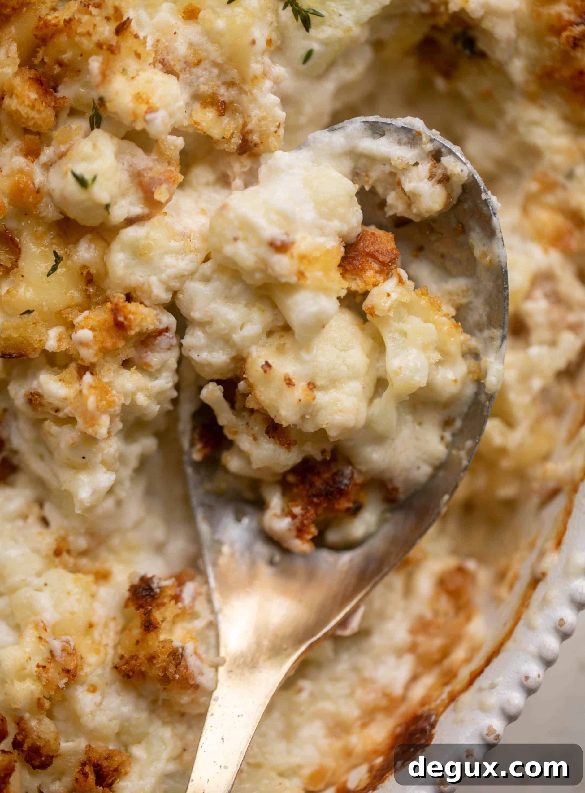 Smoked Gruyère Cauliflower Gratin with Dijon Breadcrumb Topping 8 smoked gruyere cauliflower gratin