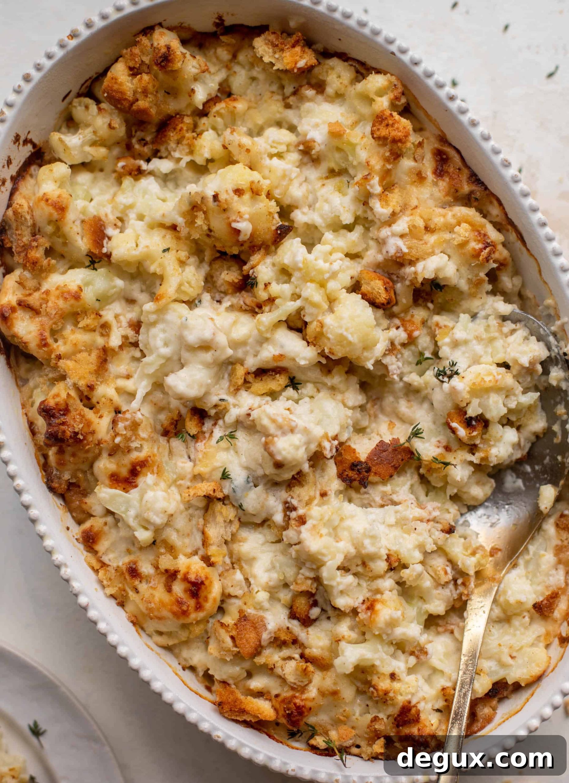 Smoked Gruyère Cauliflower Gratin with Dijon Breadcrumb Topping 10 smoked gruyere cauliflower gratin