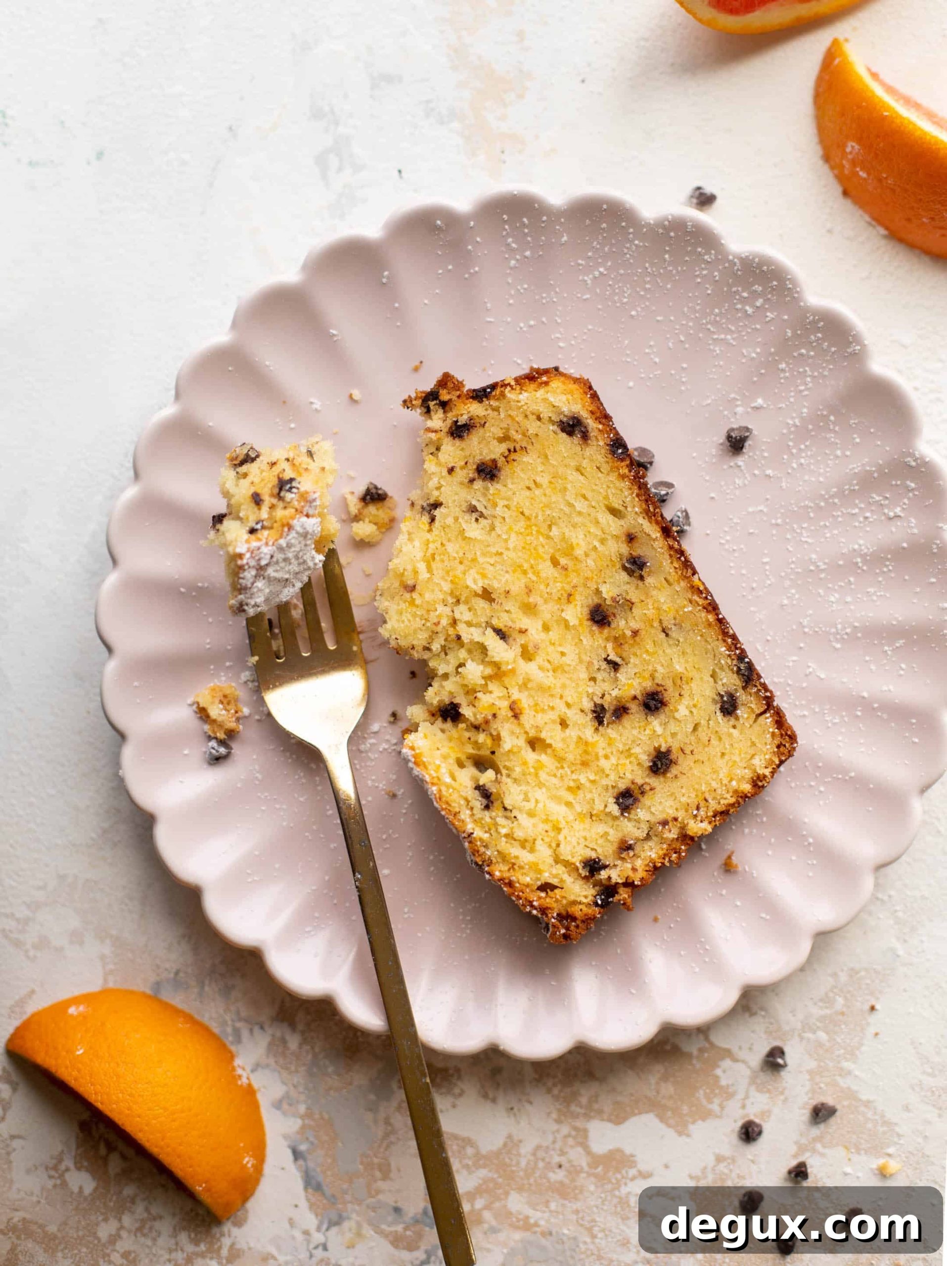 orange ricotta pound cake with chocolate chips