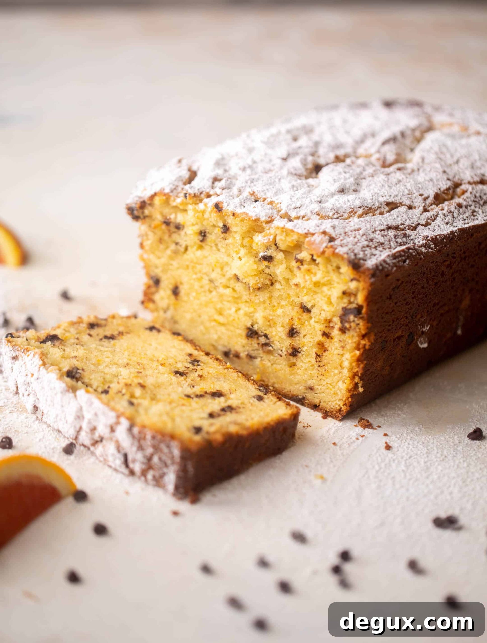 orange ricotta pound cake with chocolate chips
