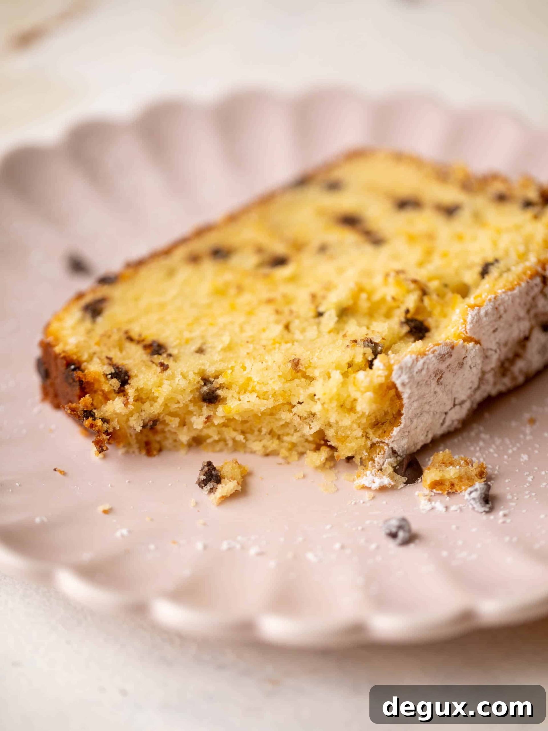orange ricotta pound cake with chocolate chips