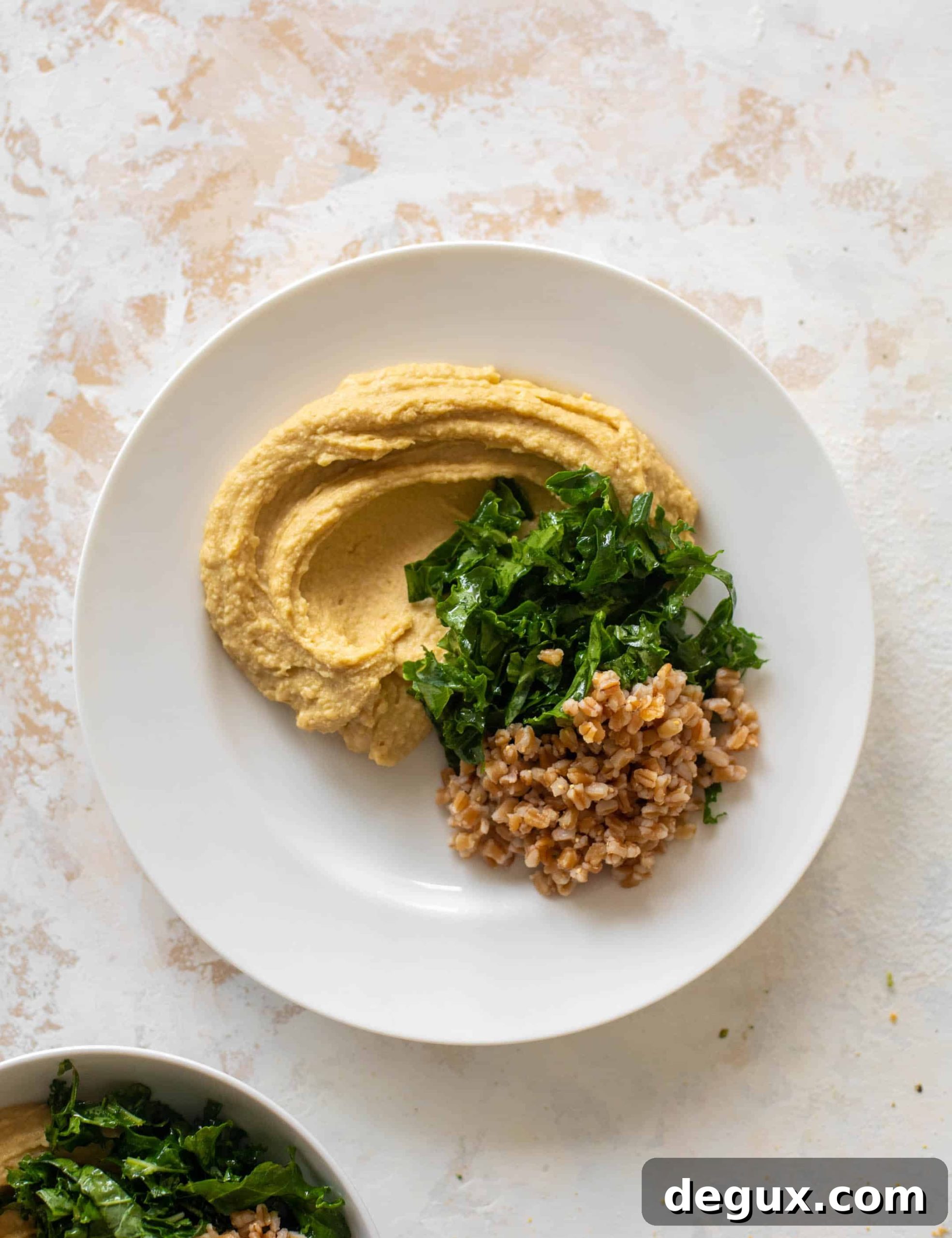 hummus, grains, kale