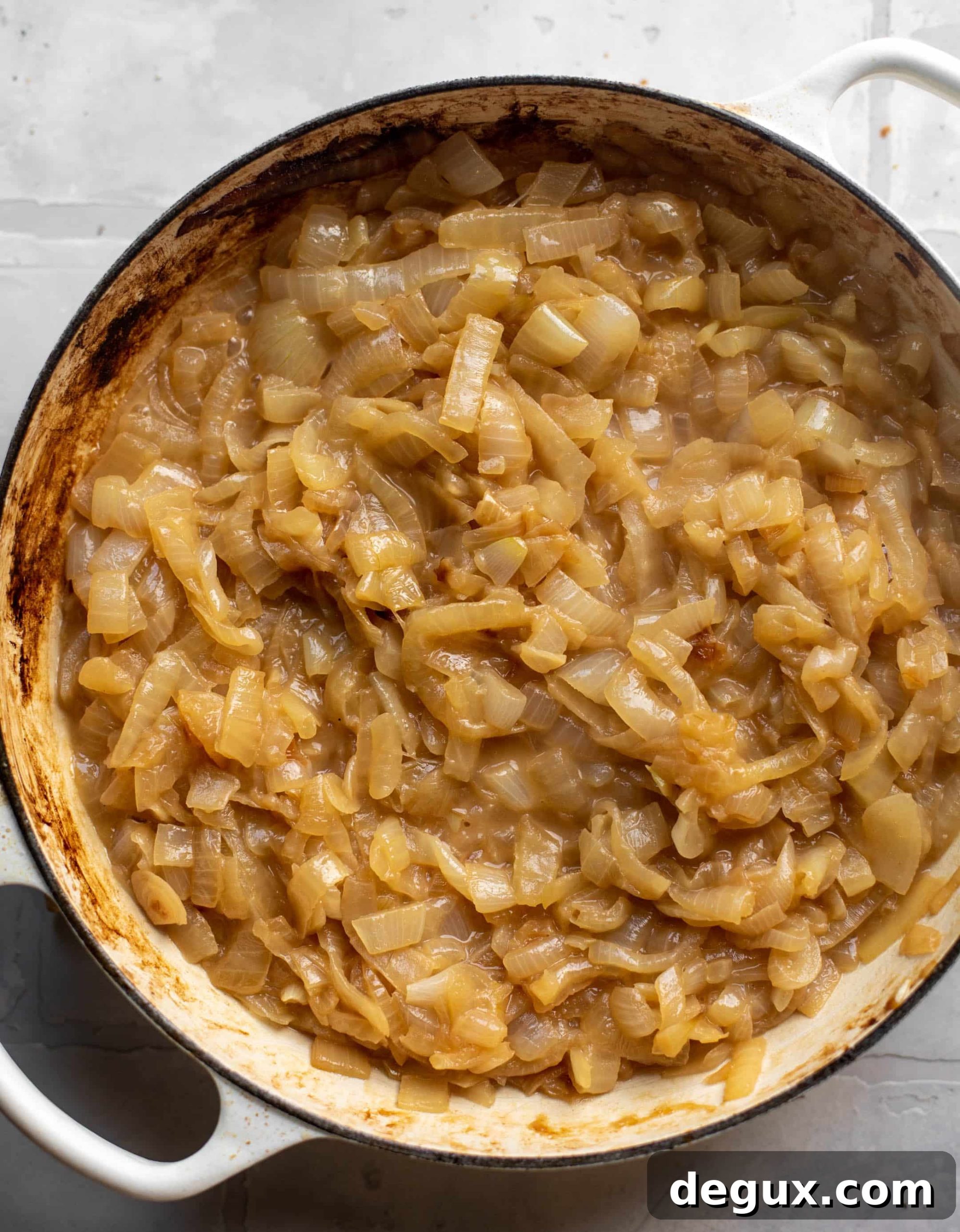 Overnight French Onion Croissant Casserole for Brunch 3 caramelized onions