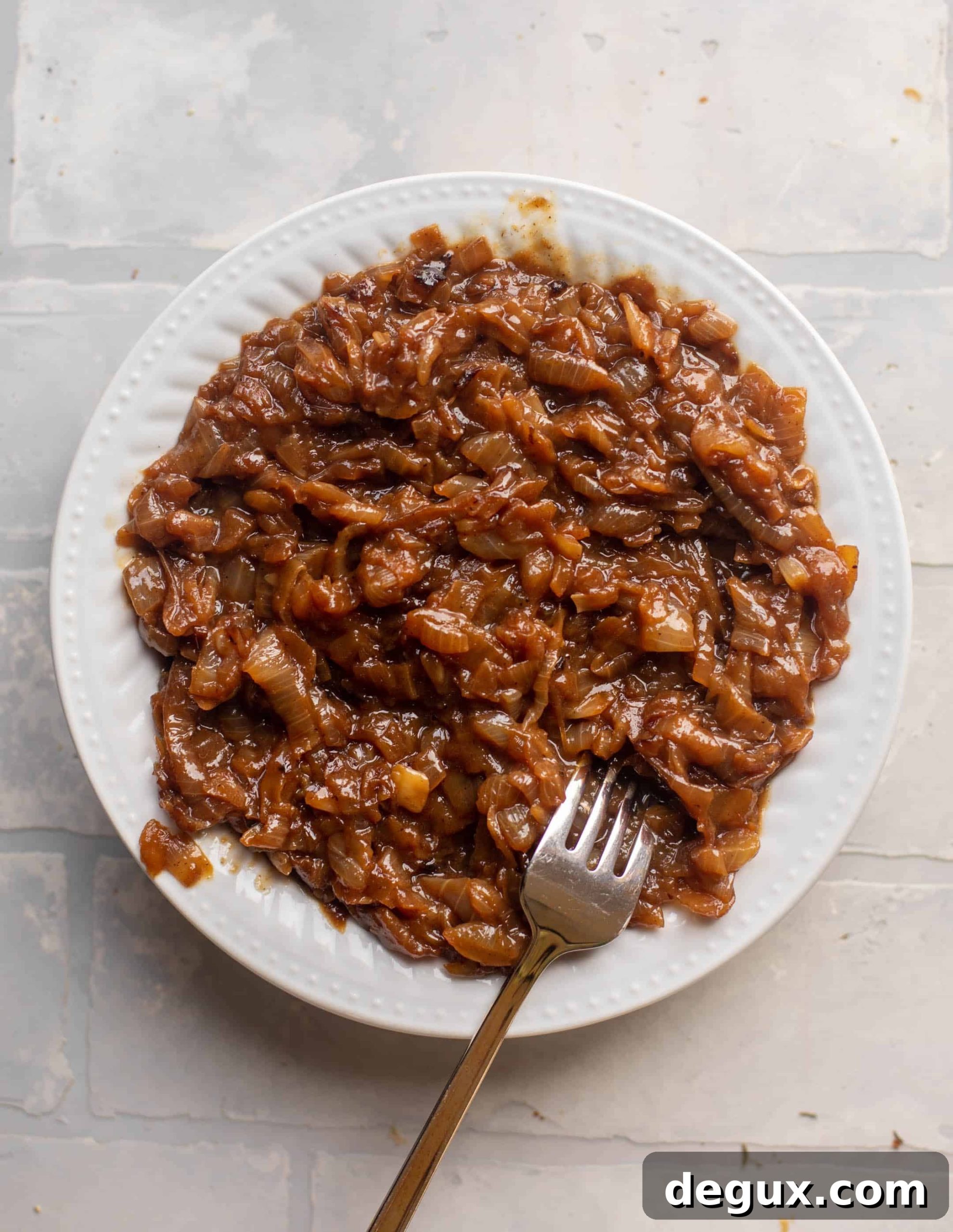 Overnight French Onion Croissant Casserole for Brunch 4 caramelized onions