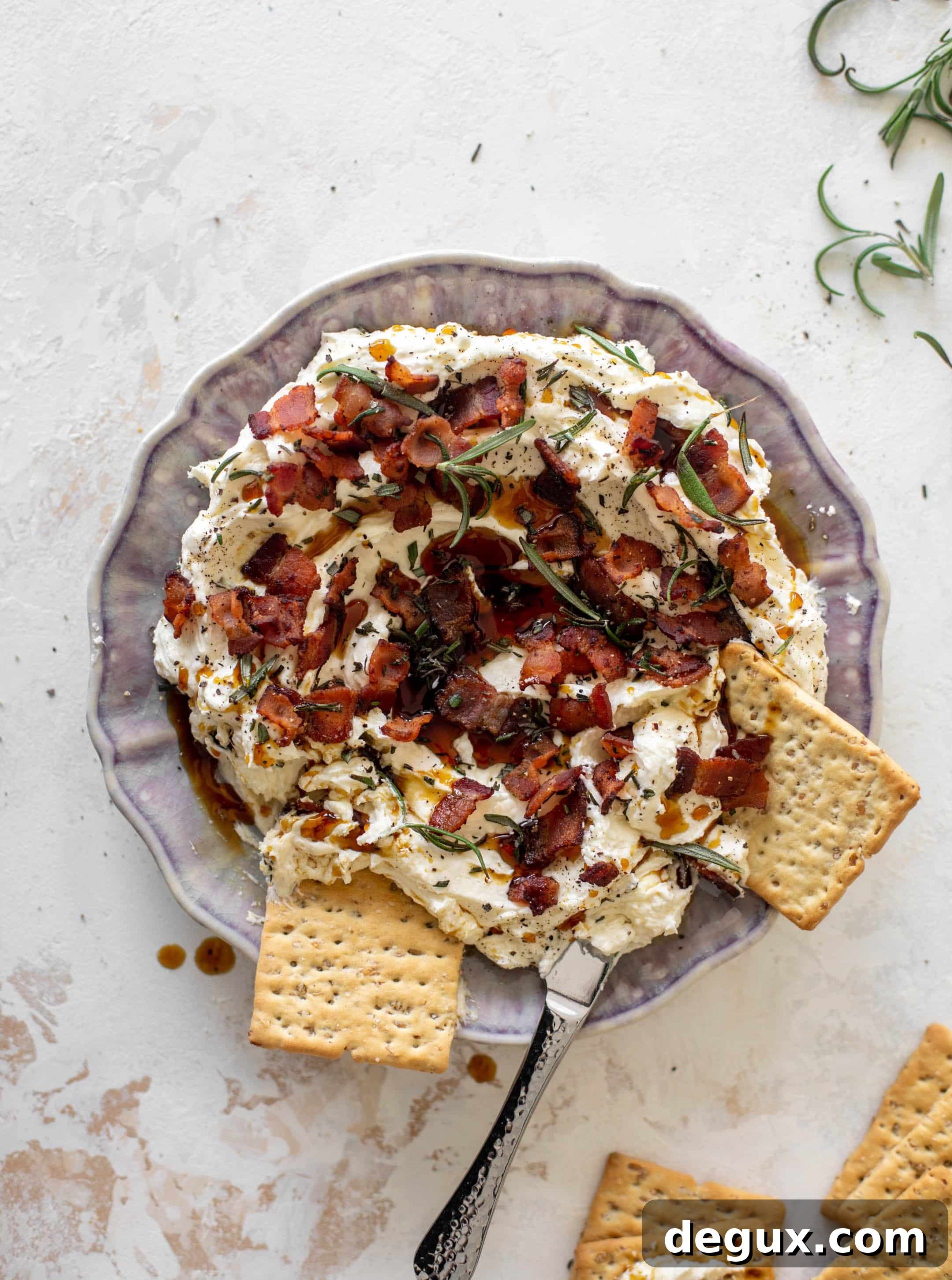 whipped brie cheese with rosemary bacon