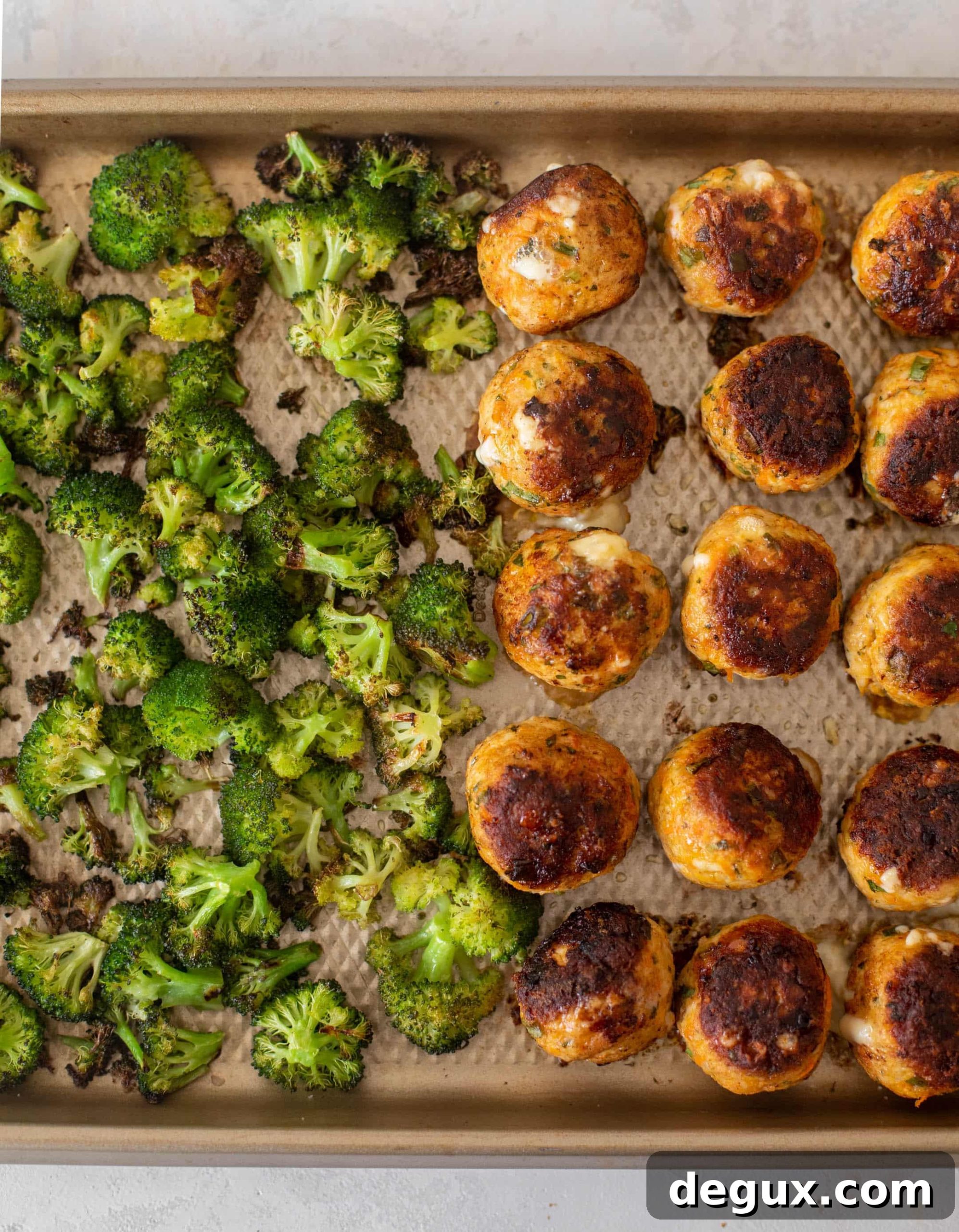 Sheet Pan Buffalo Chicken Meatballs with Roasted Broccoli 7 sheet pan buffalo chicken meatballs & broccoli
