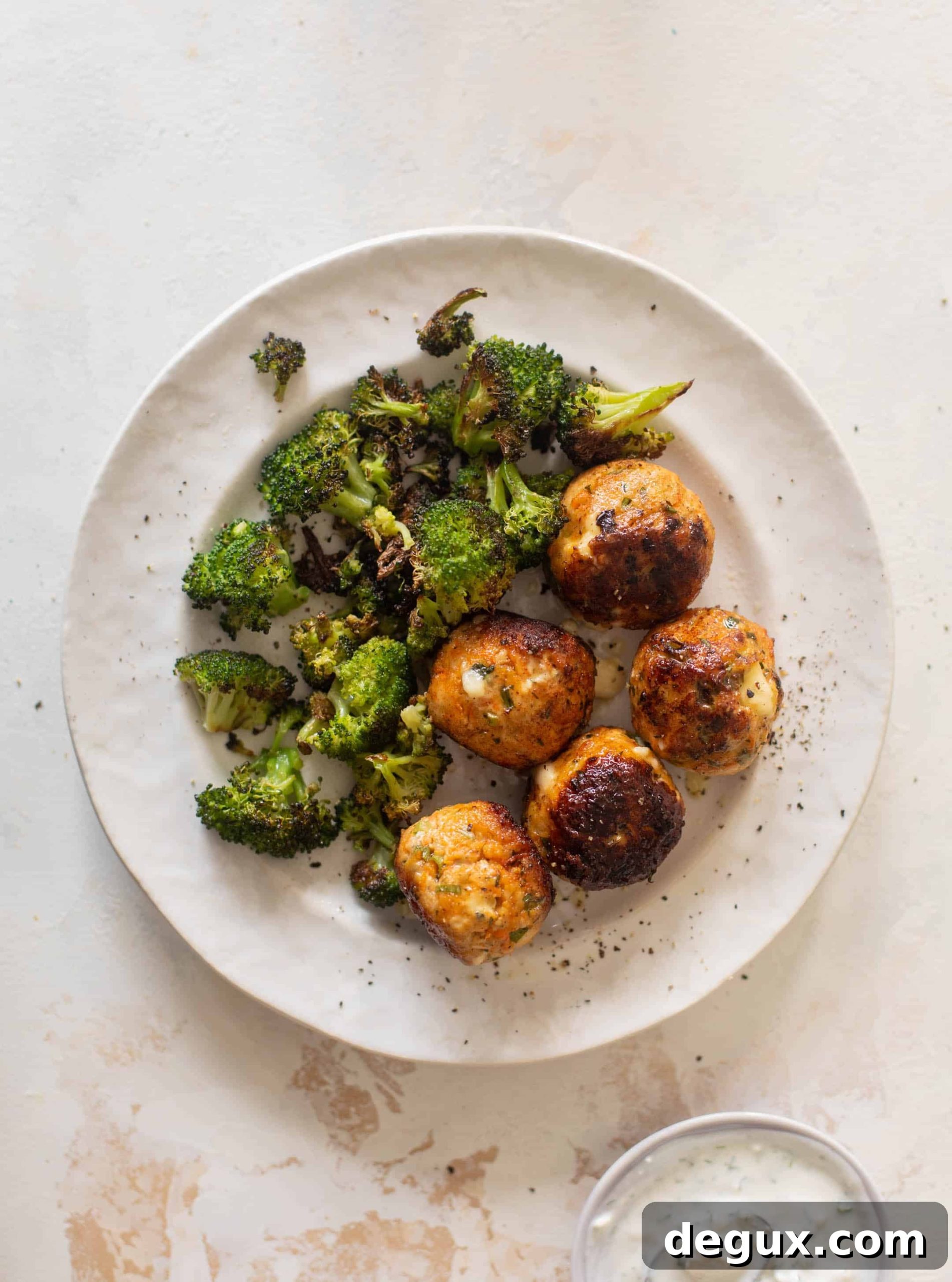 Sheet Pan Buffalo Chicken Meatballs with Roasted Broccoli 8 sheet pan buffalo chicken meatballs & broccoli