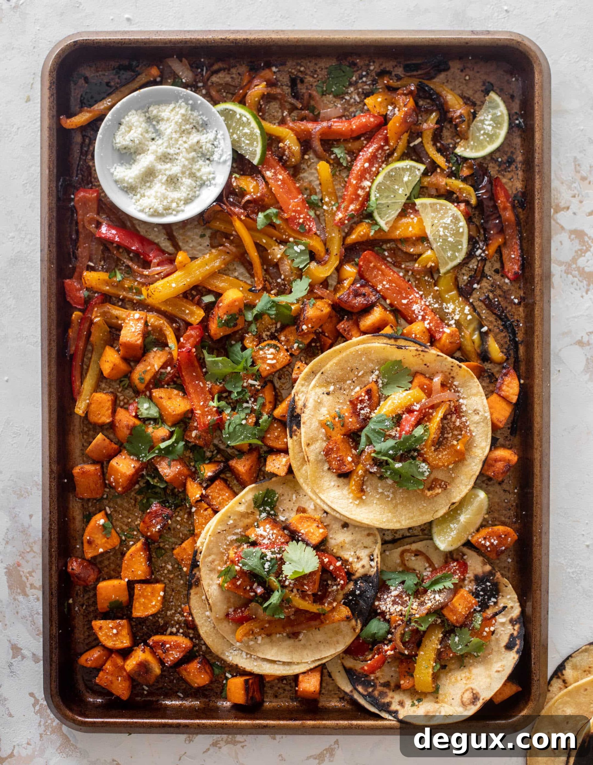 Smoky Sweet Potato Fajitas with Charred Peppers & Onions 2 smoky sweet potato fajitas