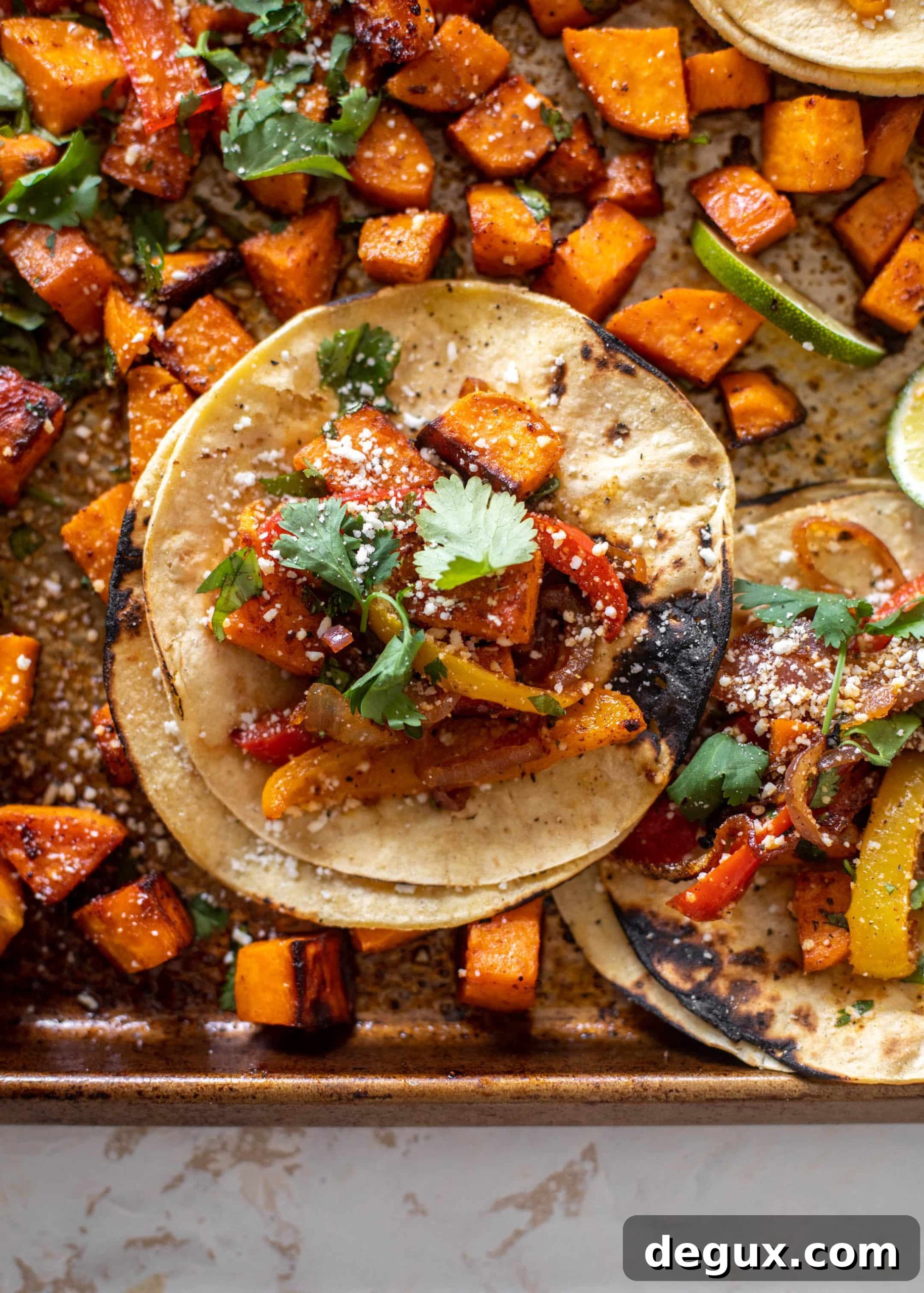 Smoky Sweet Potato Fajitas with Charred Peppers & Onions 12 smoky sweet potato fajitas