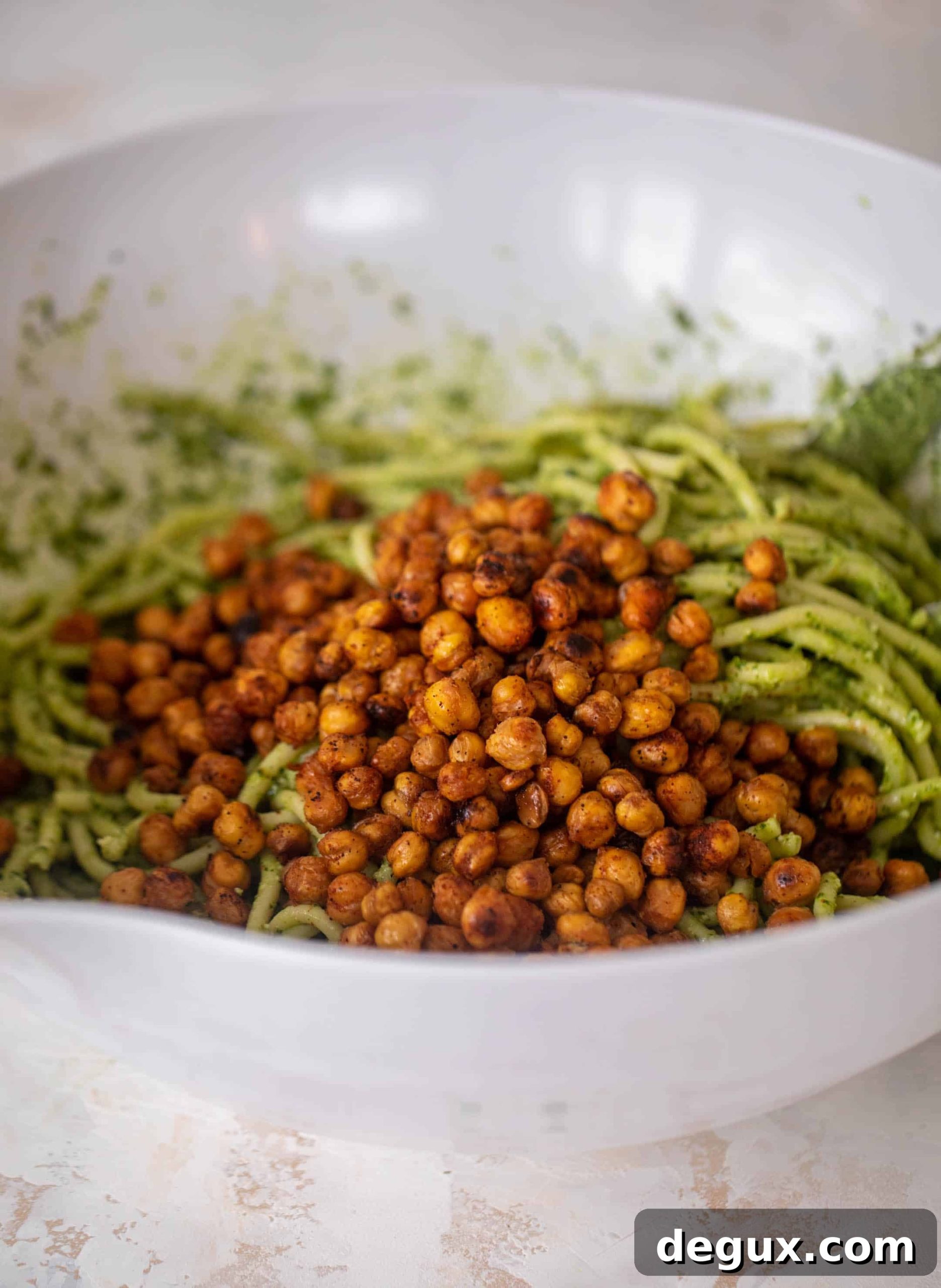 Kale Pesto Pasta with Crispy Roasted Chickpeas 6 kale pesto pasta with roasted chickpeas