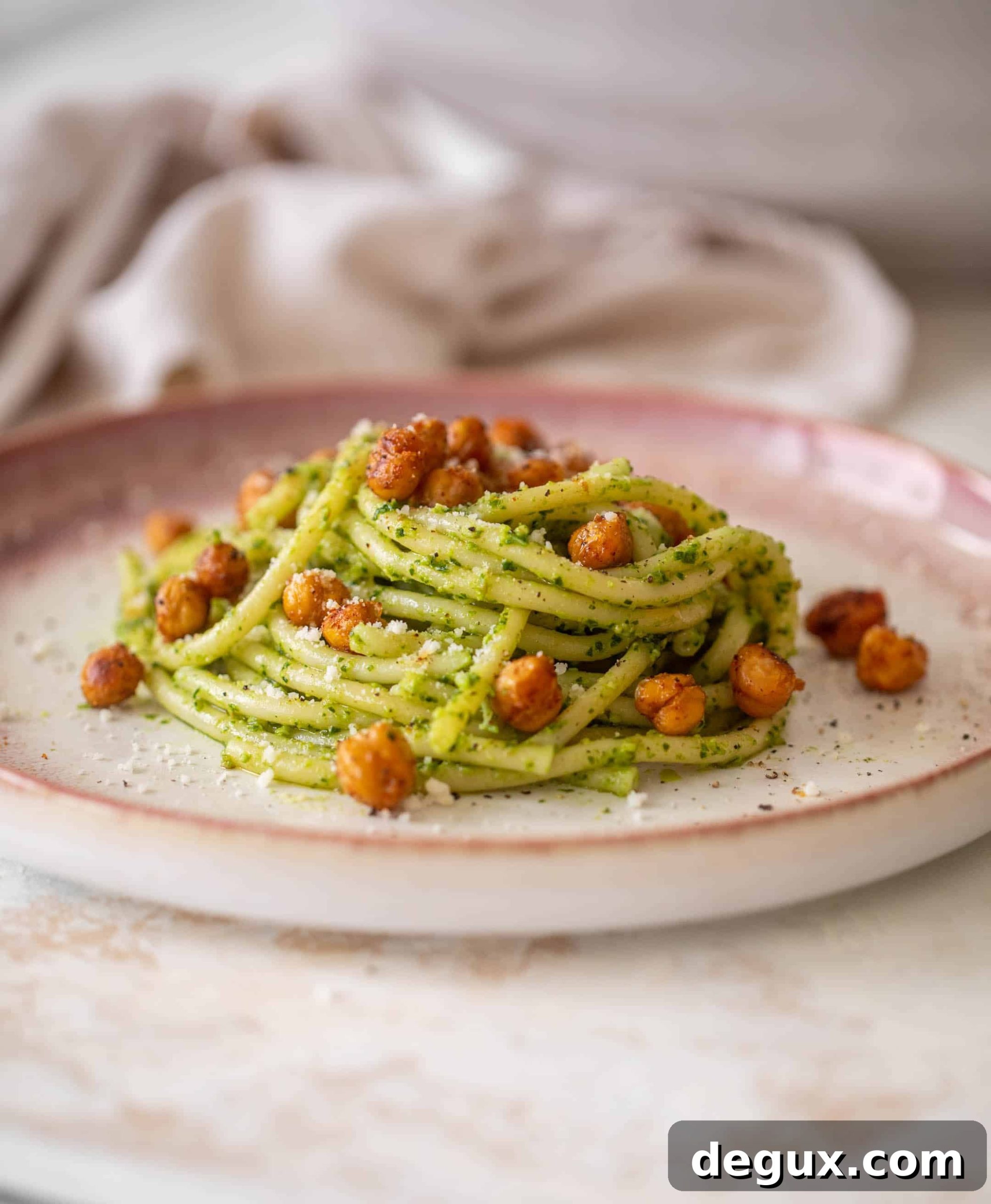 Kale Pesto Pasta with Crispy Roasted Chickpeas 7 kale pesto pasta with roasted chickpeas
