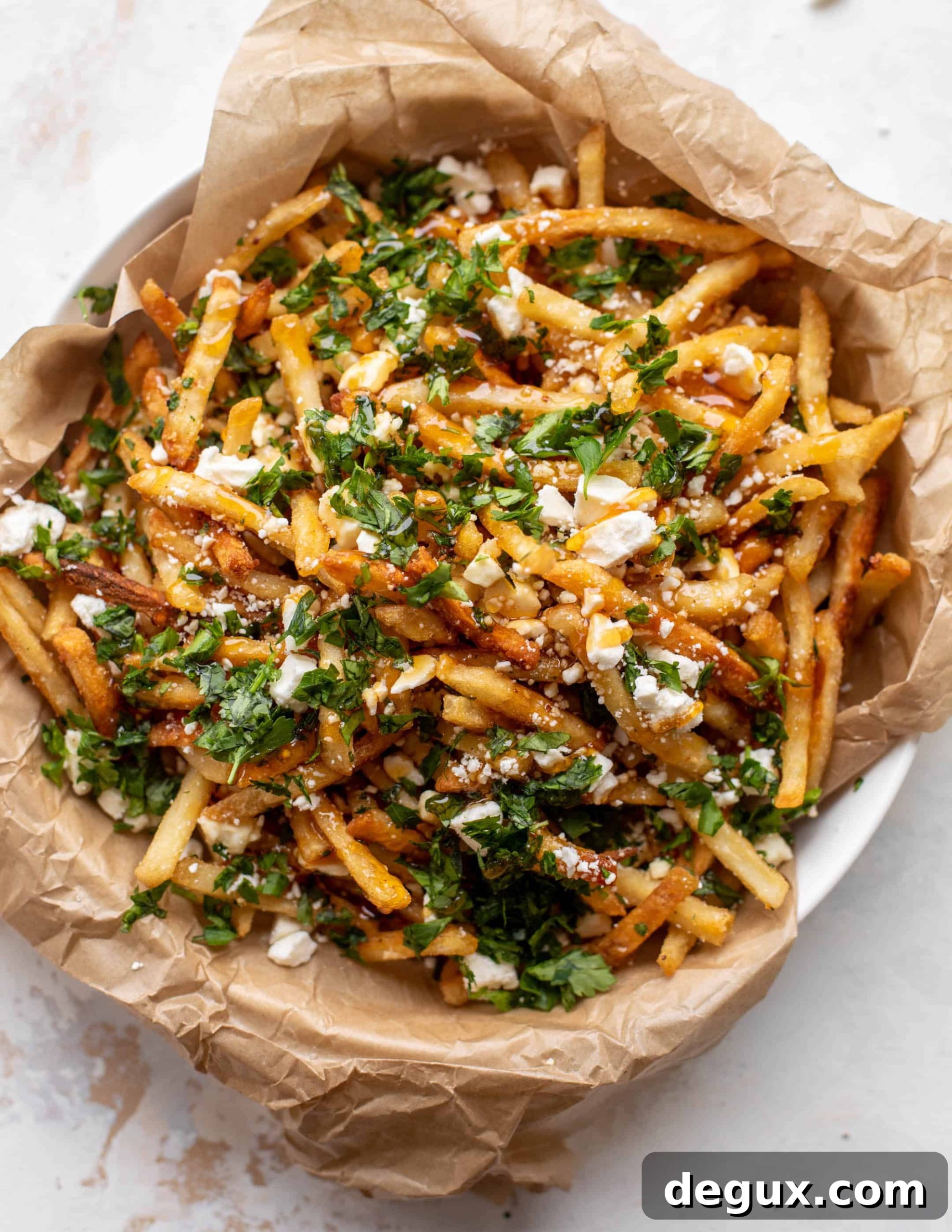 hot honey feta fries