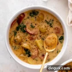 smoked sausage potato soup bowl