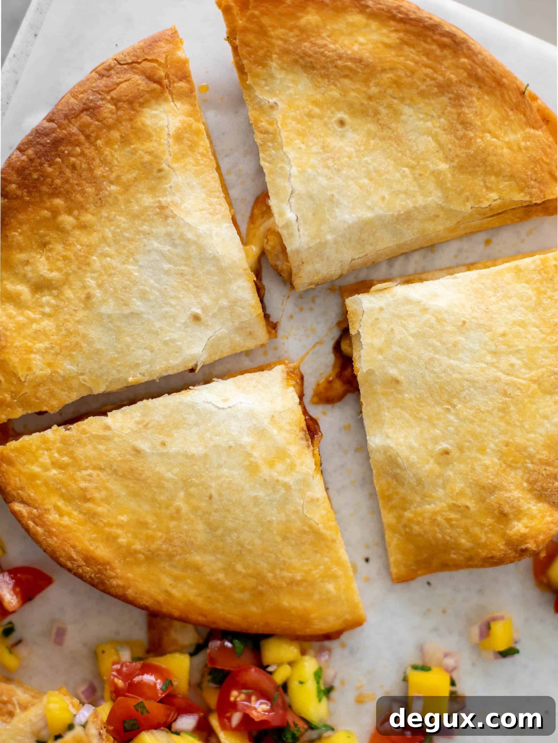 crispy hot honey shrimp quesadilla