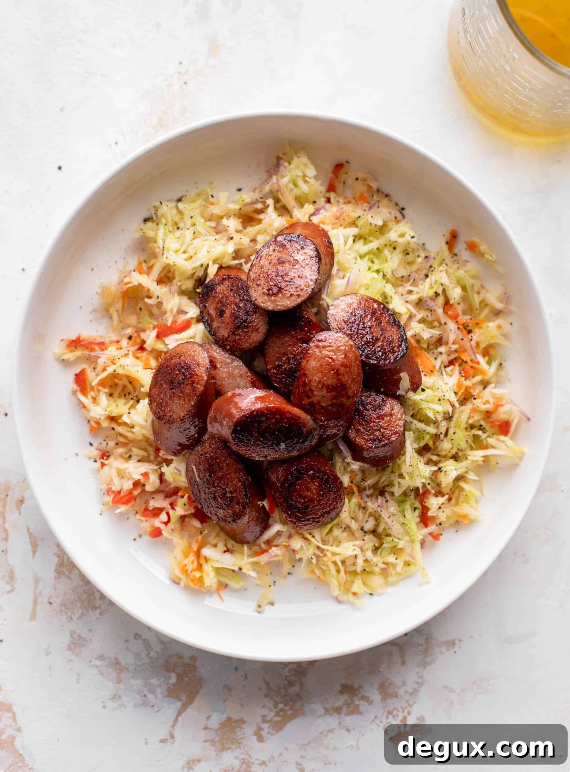 Smoked Sausage and Shredded Cabbage Salad Recipe 6 smoked sausage salad with shredded cabbage