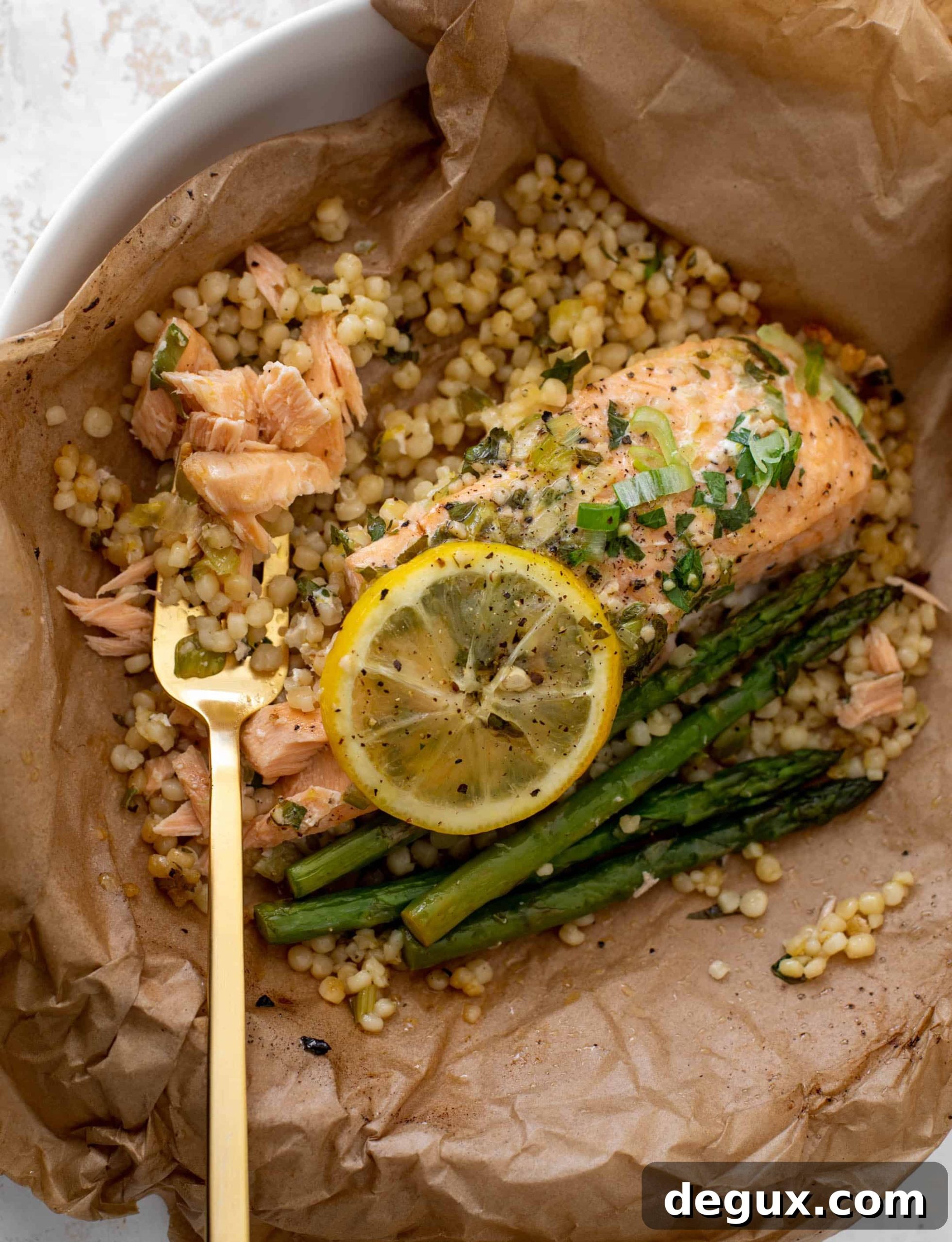 salmon parchment packets with couscous