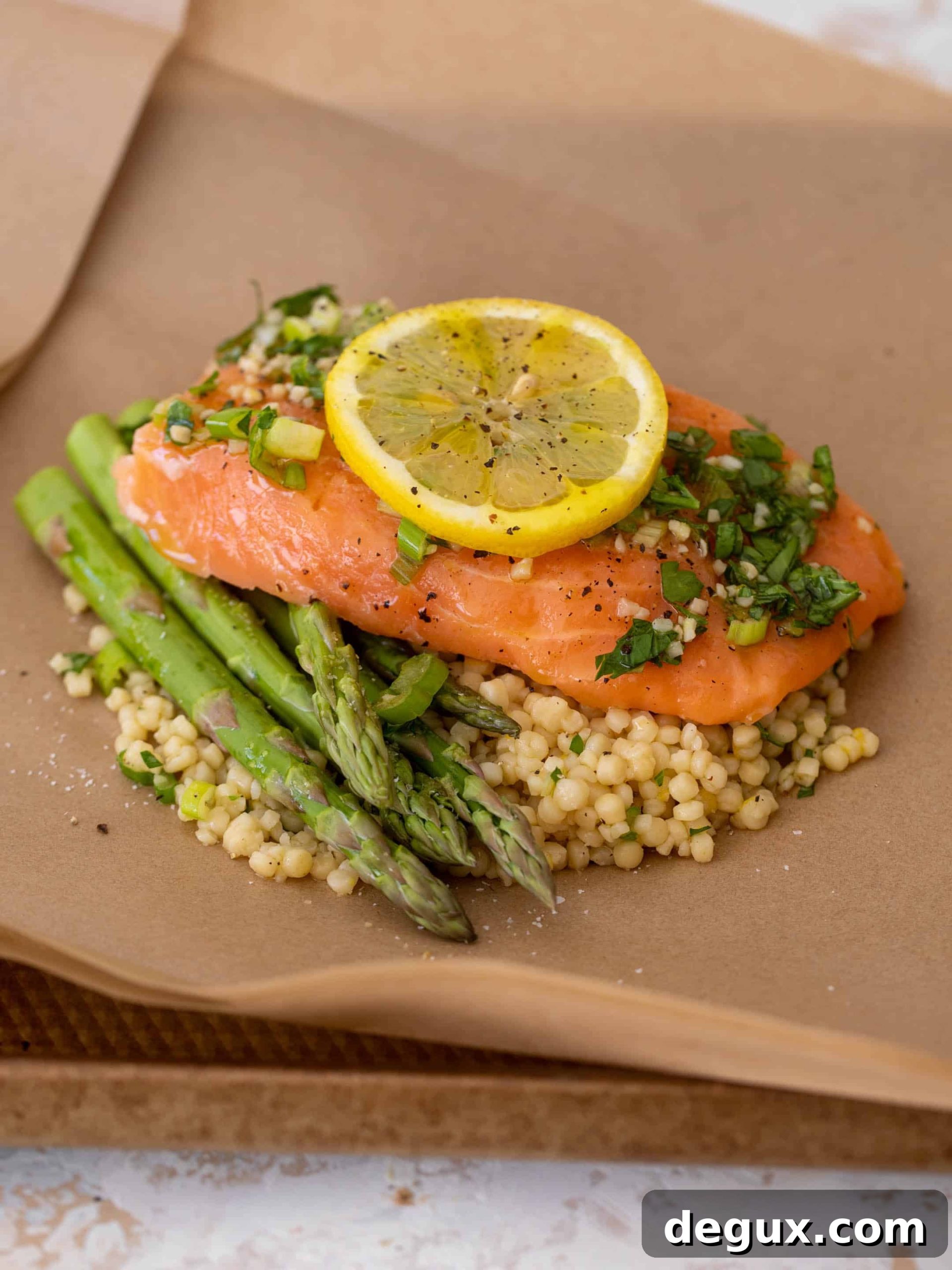 salmon parchment packets with couscous