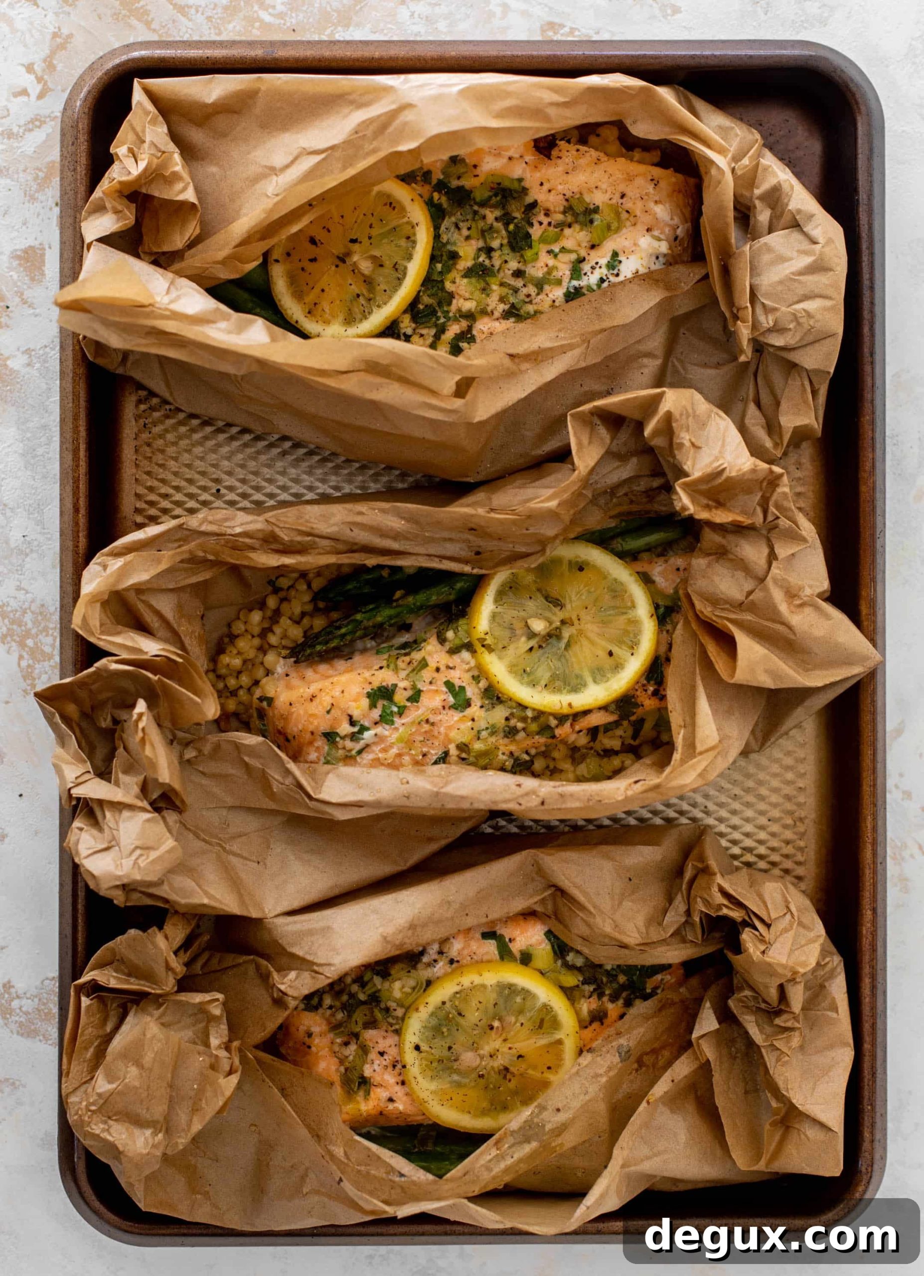salmon parchment packets with couscous