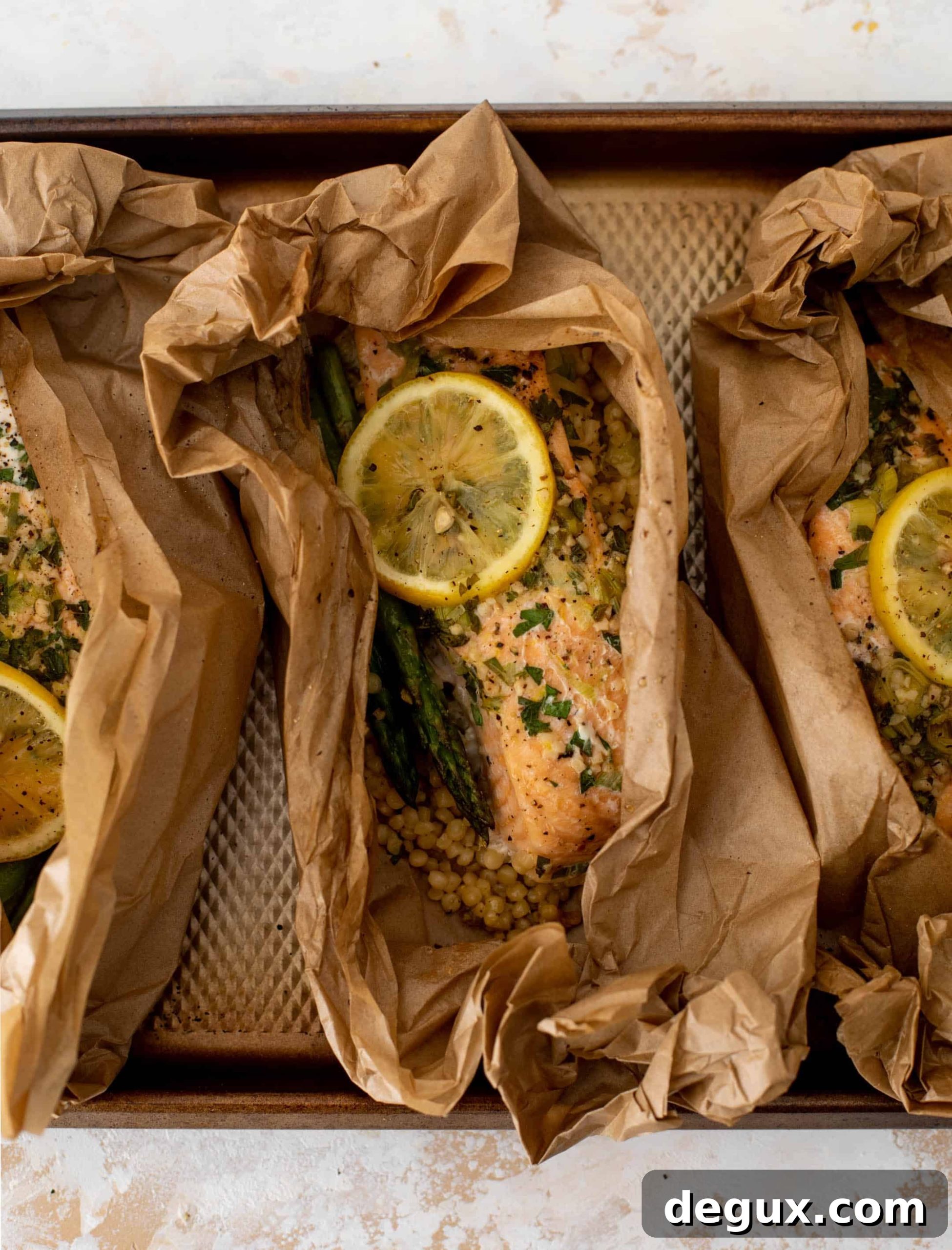 salmon parchment packets with couscous