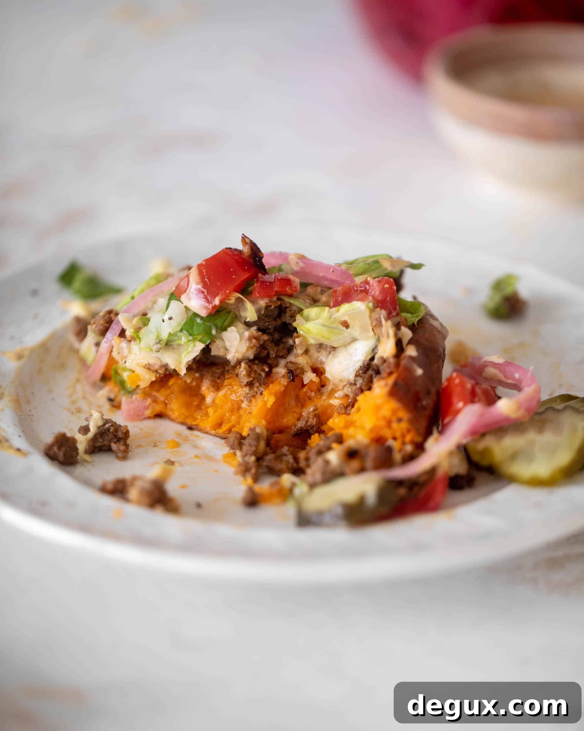 Cheeseburger-Stuffed Sweet Potatoes Recipe 2 cheeseburger stuffed sweet potatoes
