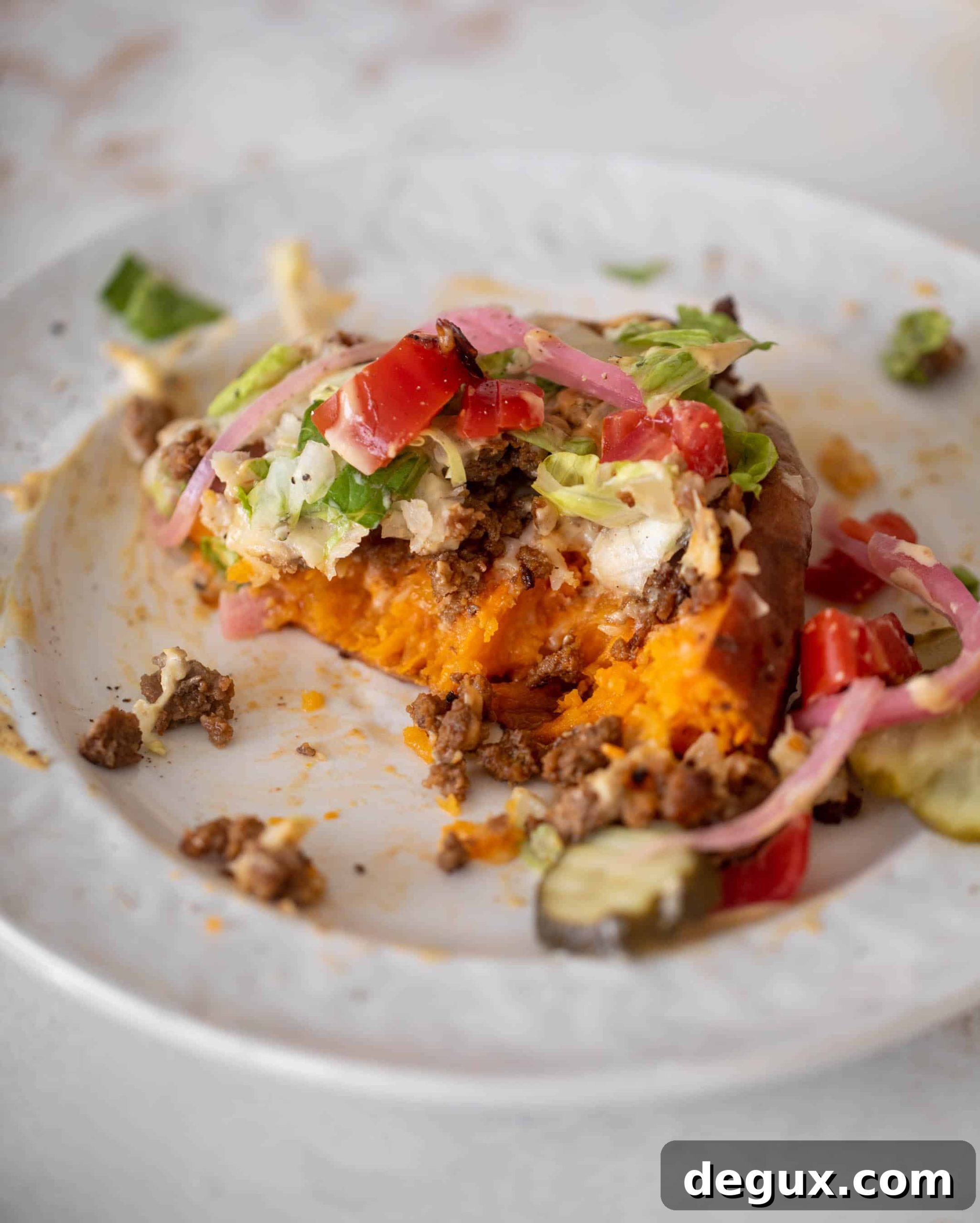 Cheeseburger-Stuffed Sweet Potatoes Recipe 9 cheeseburger stuffed sweet potatoes