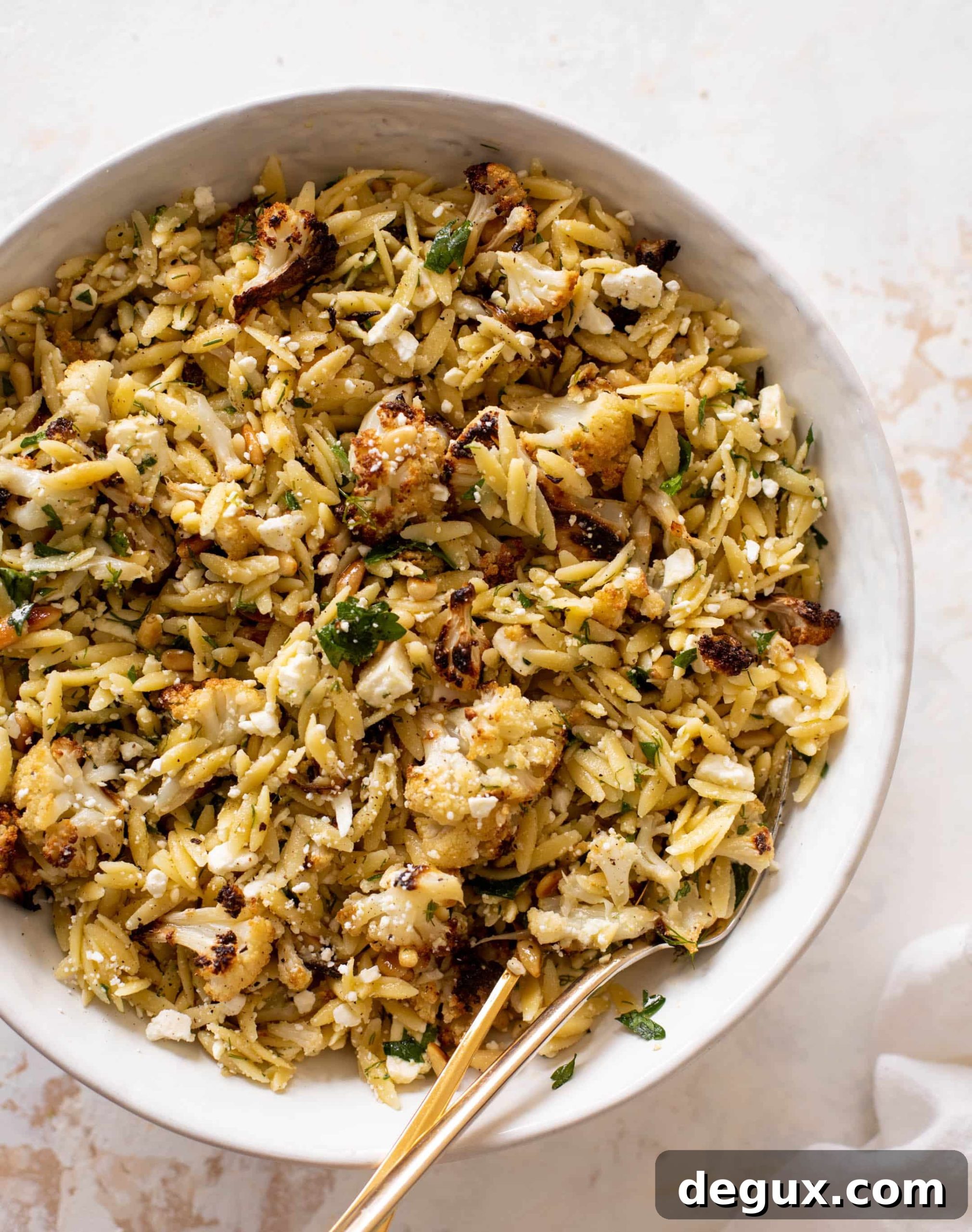 charred cauliflower orzo