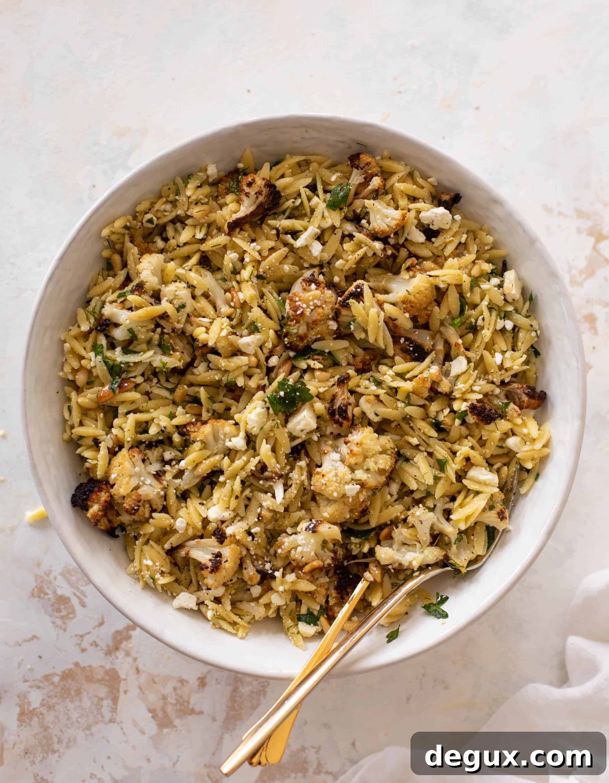 charred cauliflower orzo