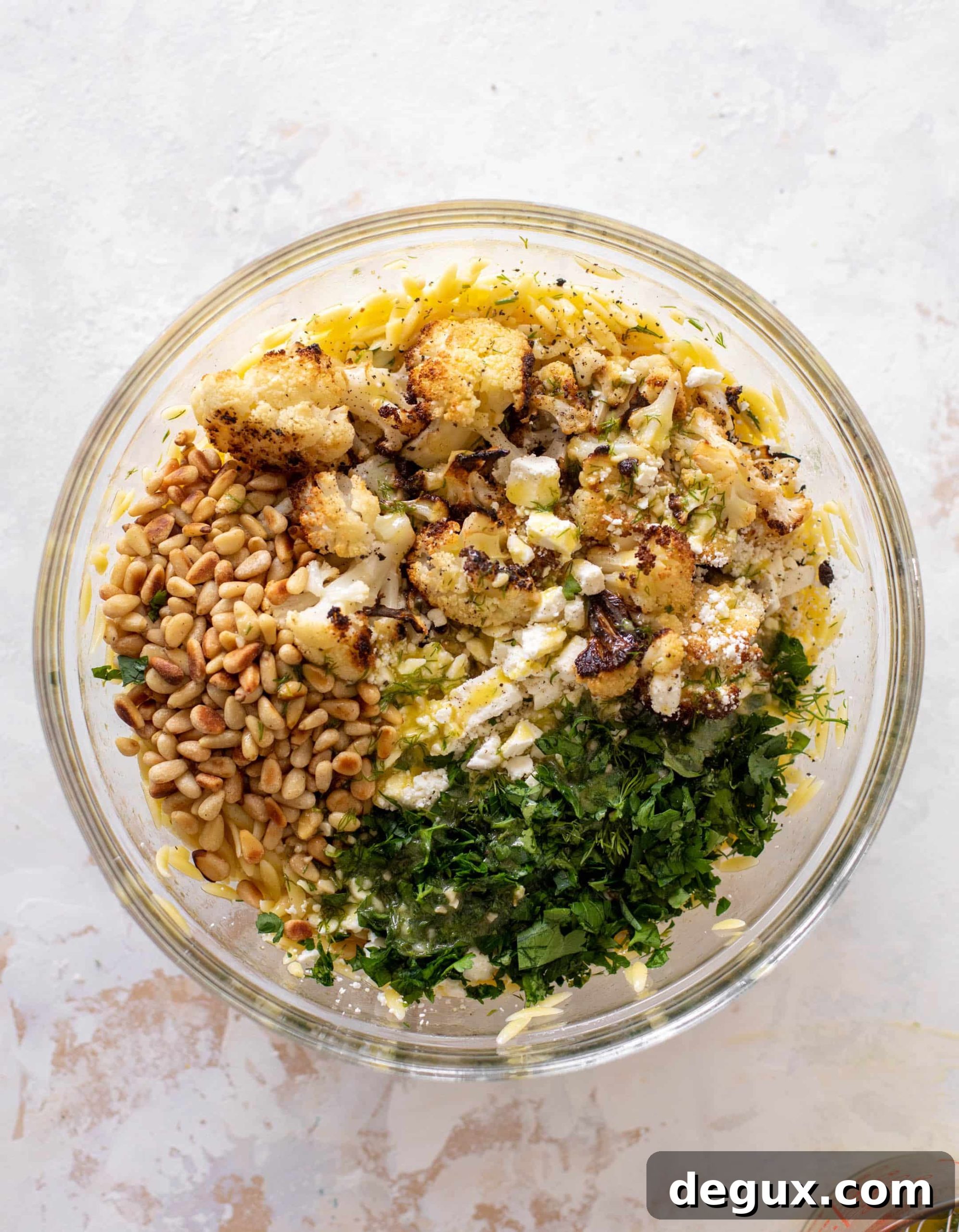 charred cauliflower orzo