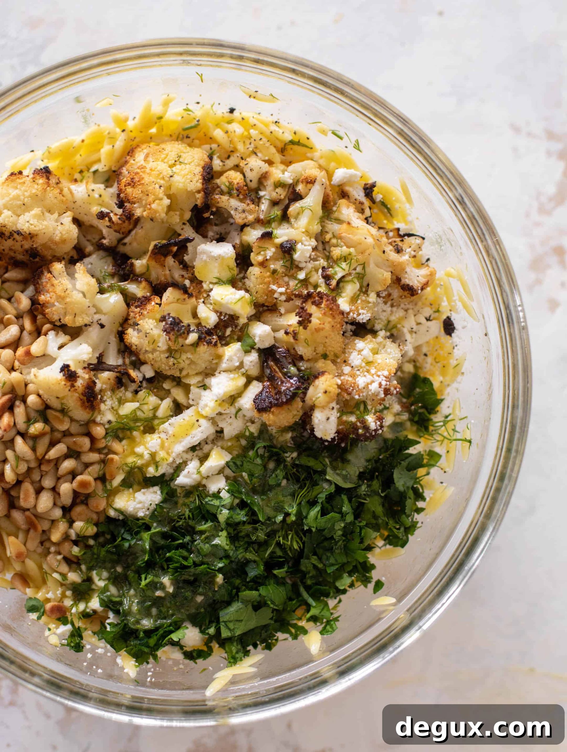 charred cauliflower orzo