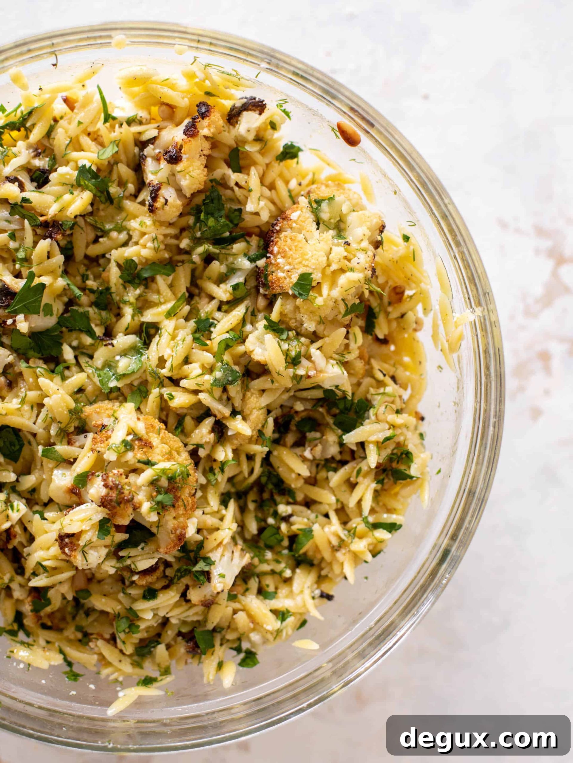 charred cauliflower orzo