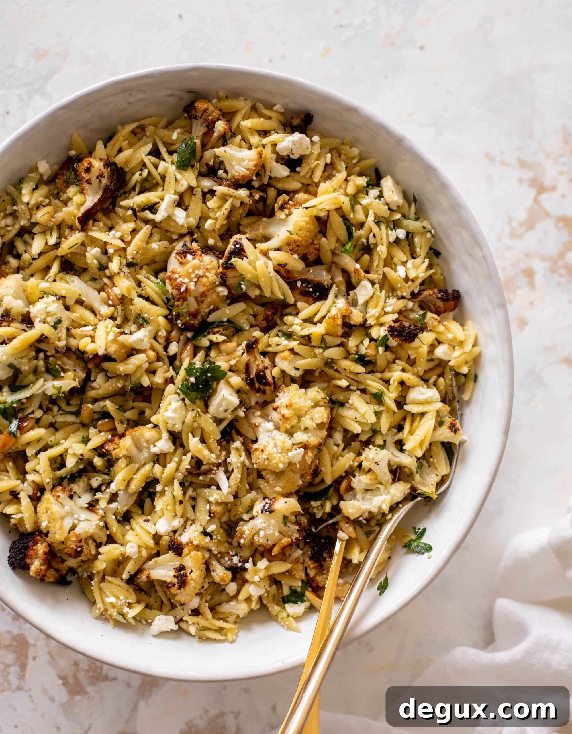 charred cauliflower orzo