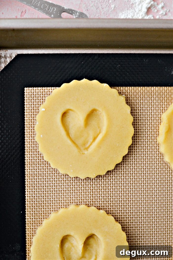 in the center of each cookie, press out the shape of a heart