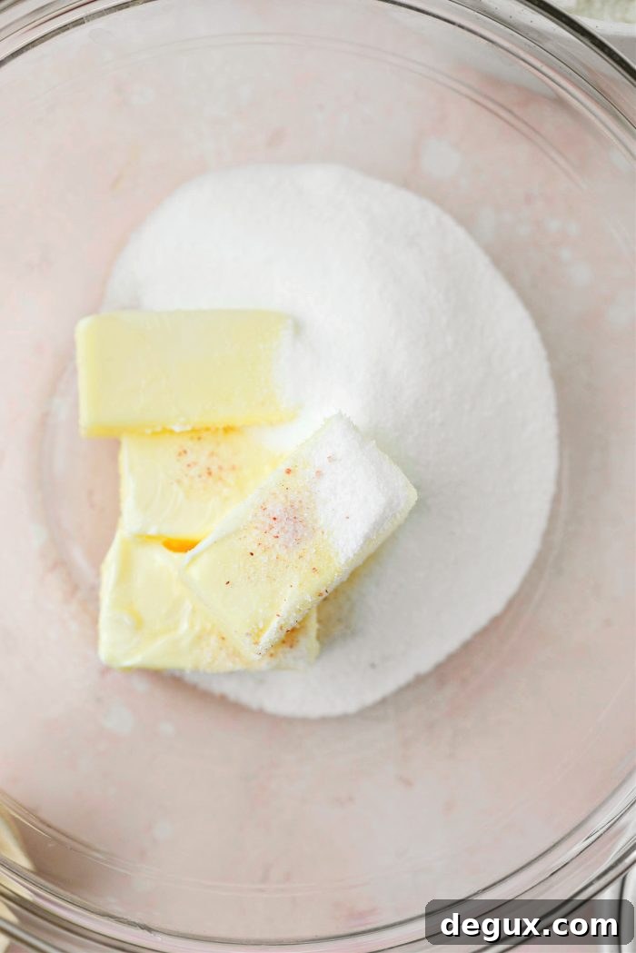 sugar, butter and salt in a bowl